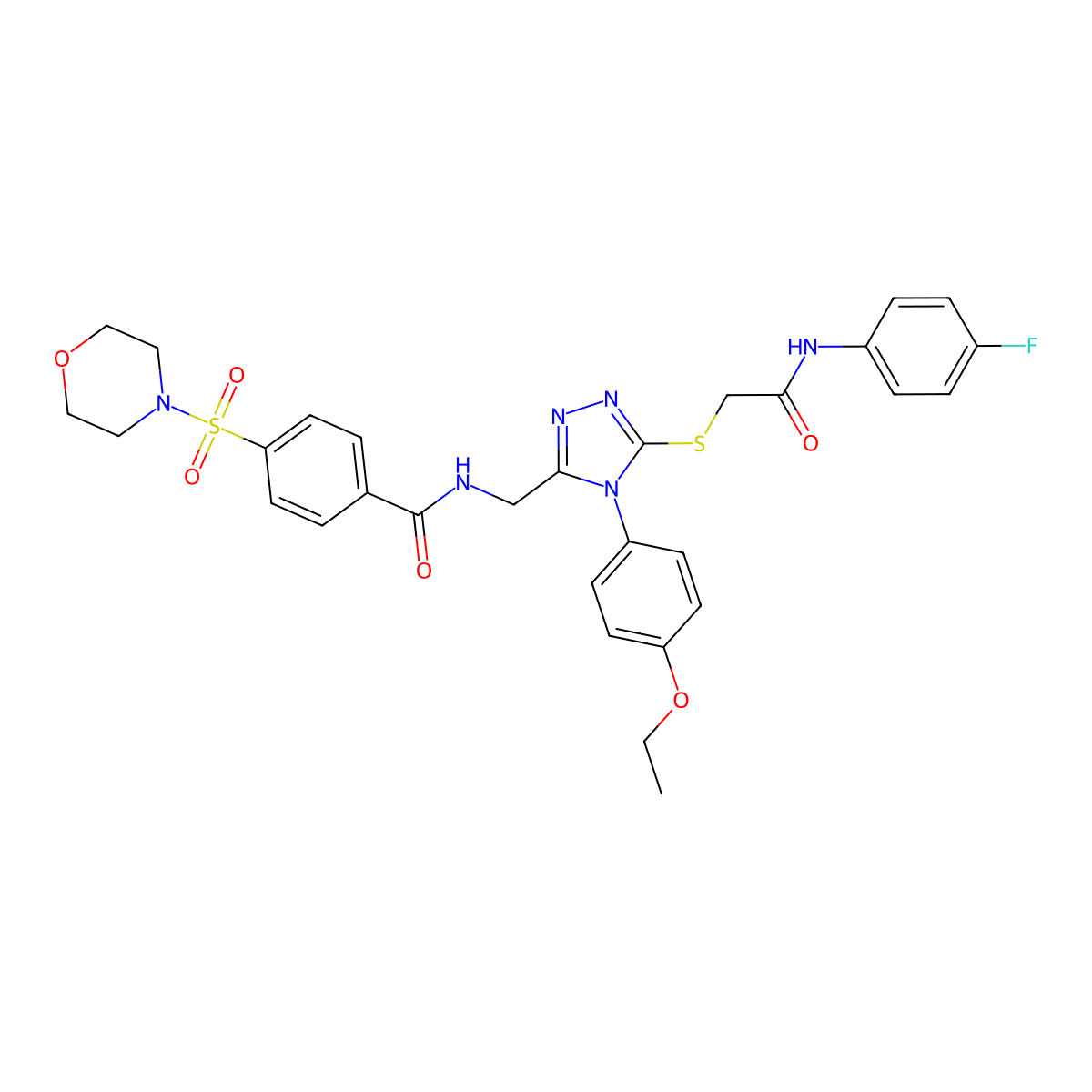 N-((4-(4-ethoxyphenyl)-5-((2-((4-fluorophenyl)amino)-2-oxoethyl)thio)-4H-1,2,4-triazol-3-yl)methyl)-4-(morpholinosulfonyl)benzamide molecular structure, CAS 309968-72-7