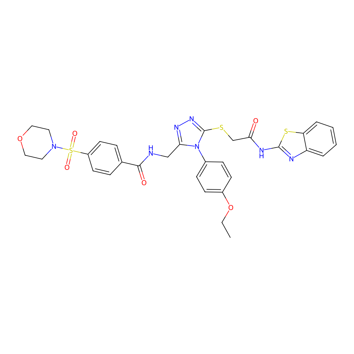 N-((5-((2-(benzo[d]thiazol-2-ylamino)-2-oxoethyl)thio)-4-(4-ethoxyphenyl)-4H-1,2,4-triazol-3-yl)methyl)-4-(morpholinosulfonyl)benzamide molecular structure, CAS 309968-75-0