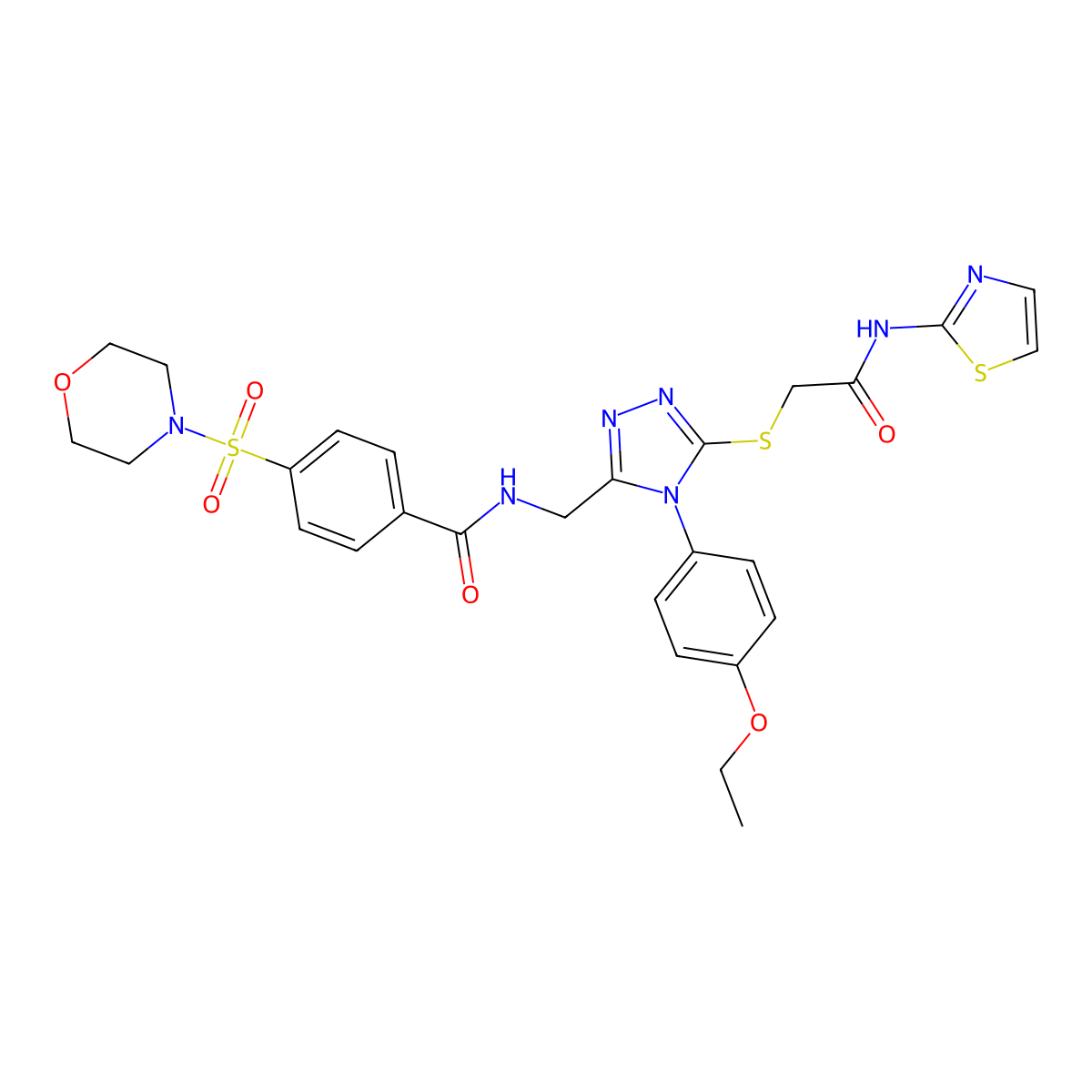 N-((4-(4-ethoxyphenyl)-5-((2-oxo-2-(thiazol-2-ylamino)ethyl)thio)-4H-1,2,4-triazol-3-yl)methyl)-4-(morpholinosulfonyl)benzamide molecular structure, CAS 309968-76-1