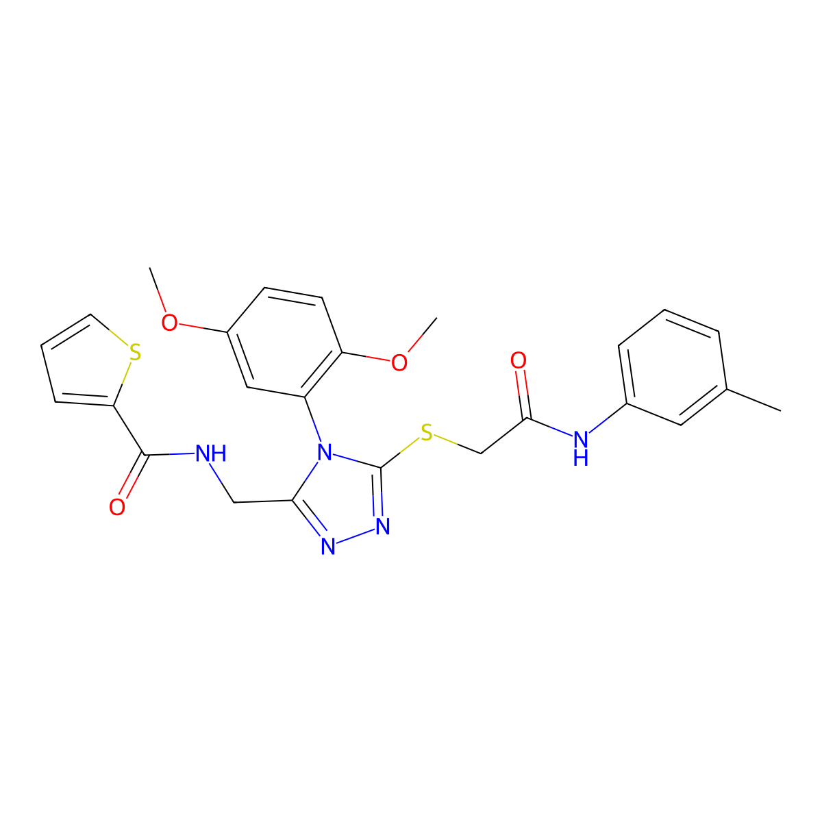 N-((4-(2,5-dimethoxyphenyl)-5-((2-oxo-2-(m-tolylamino)ethyl)thio)-4H-1,2,4-triazol-3-yl)methyl)thiophene-2-carboxamide molecular structure, CAS 309968-80-7