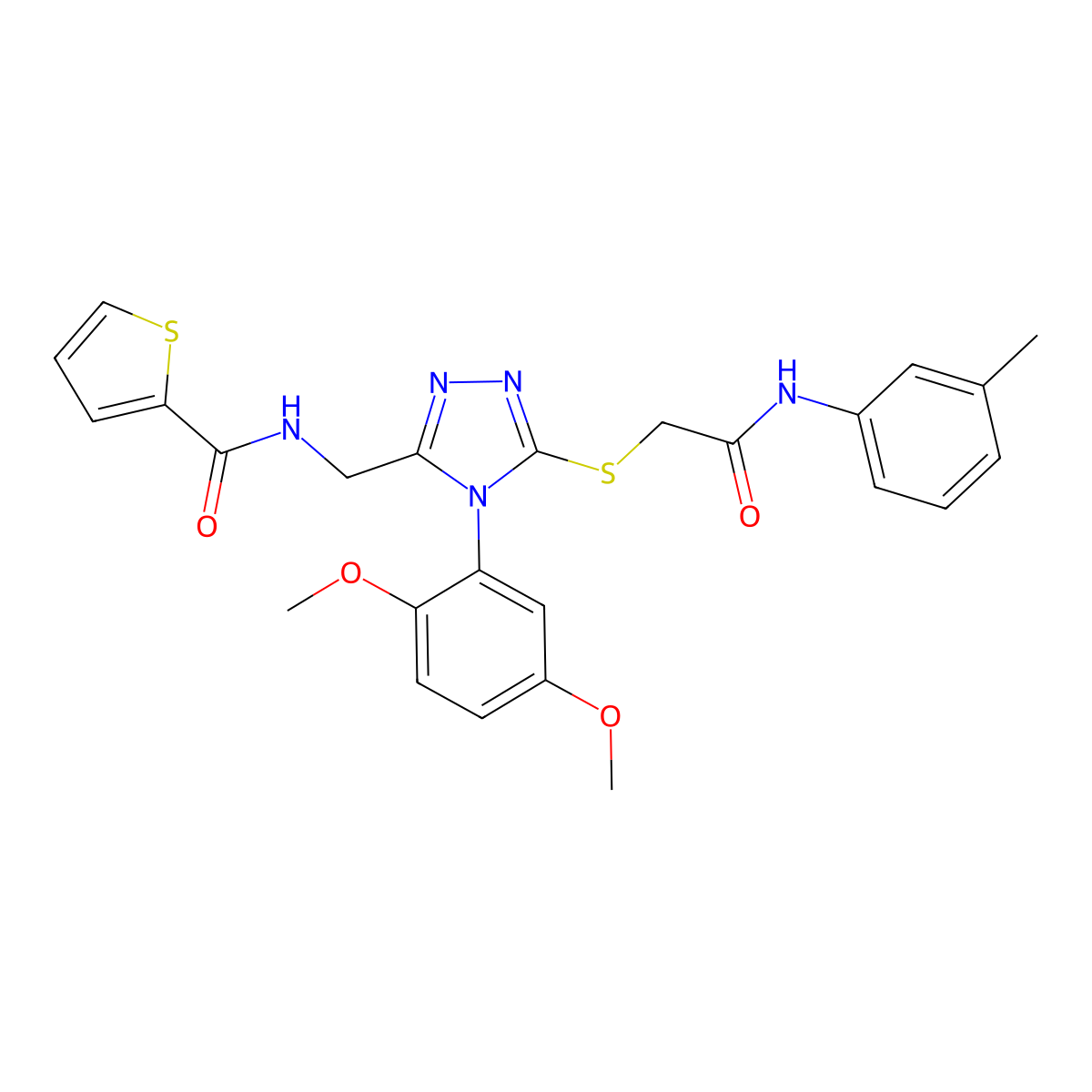 N-((4-(2,5-dimethoxyphenyl)-5-((2-oxo-2-(m-tolylamino)ethyl)thio)-4H-1,2,4-triazol-3-yl)methyl)thiophene-2-carboxamide molecular structure, CAS 309968-80-7