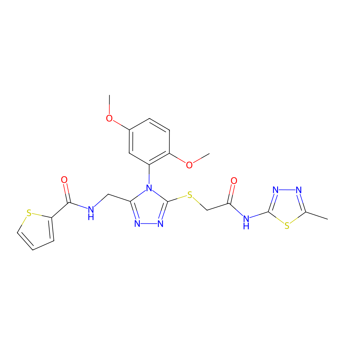 N-[[4-(2,5-dimethoxyphenyl)-5-[2-[(5-methyl-1,3,4-thiadiazol-2-yl)amino]-2-oxoethyl]sulfanyl-1,2,4-triazol-3-yl]methyl]thiophene-2-carboxamide molecular structure, CAS 309968-85-2