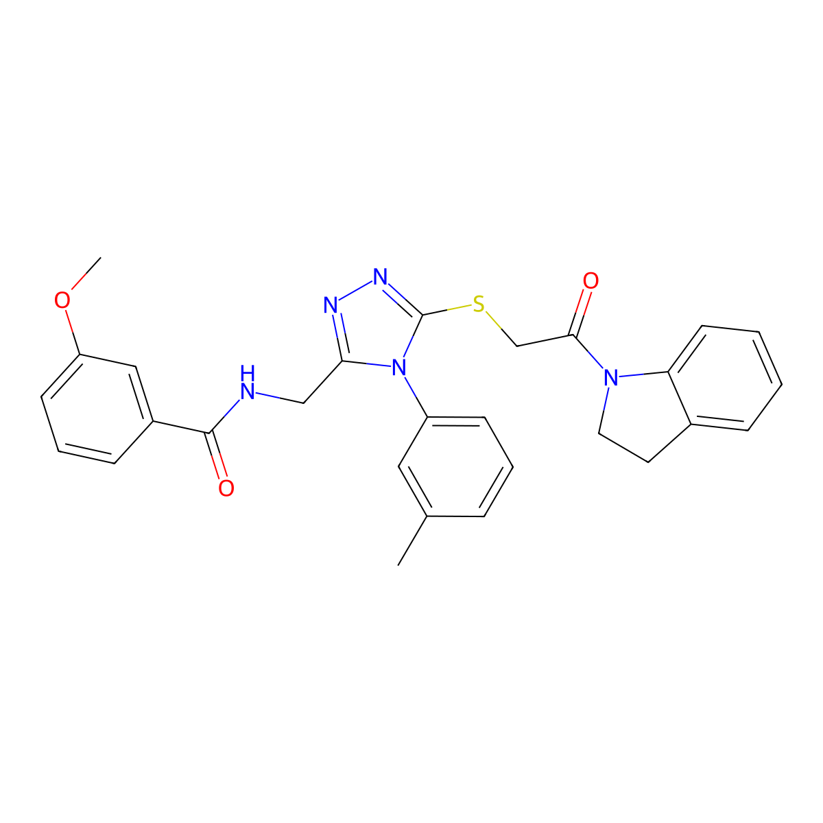 N-[(5-{[2-(2,3-dihydro-1H-indol-1-yl)-2-oxoethyl]sulfanyl}-4-(3-methylphenyl)-4H-1,2,4-triazol-3-yl)methyl]-3-methoxybenzamide molecular structure, CAS 309968-88-5