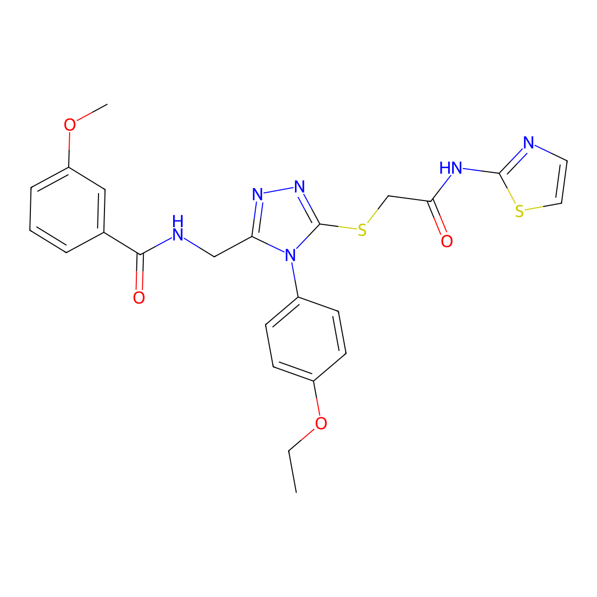 N-((4-(4-ethoxyphenyl)-5-((2-oxo-2-(thiazol-2-ylamino)ethyl)thio)-4H-1,2,4-triazol-3-yl)methyl)-3-methoxybenzamide molecular structure, CAS 309968-95-4