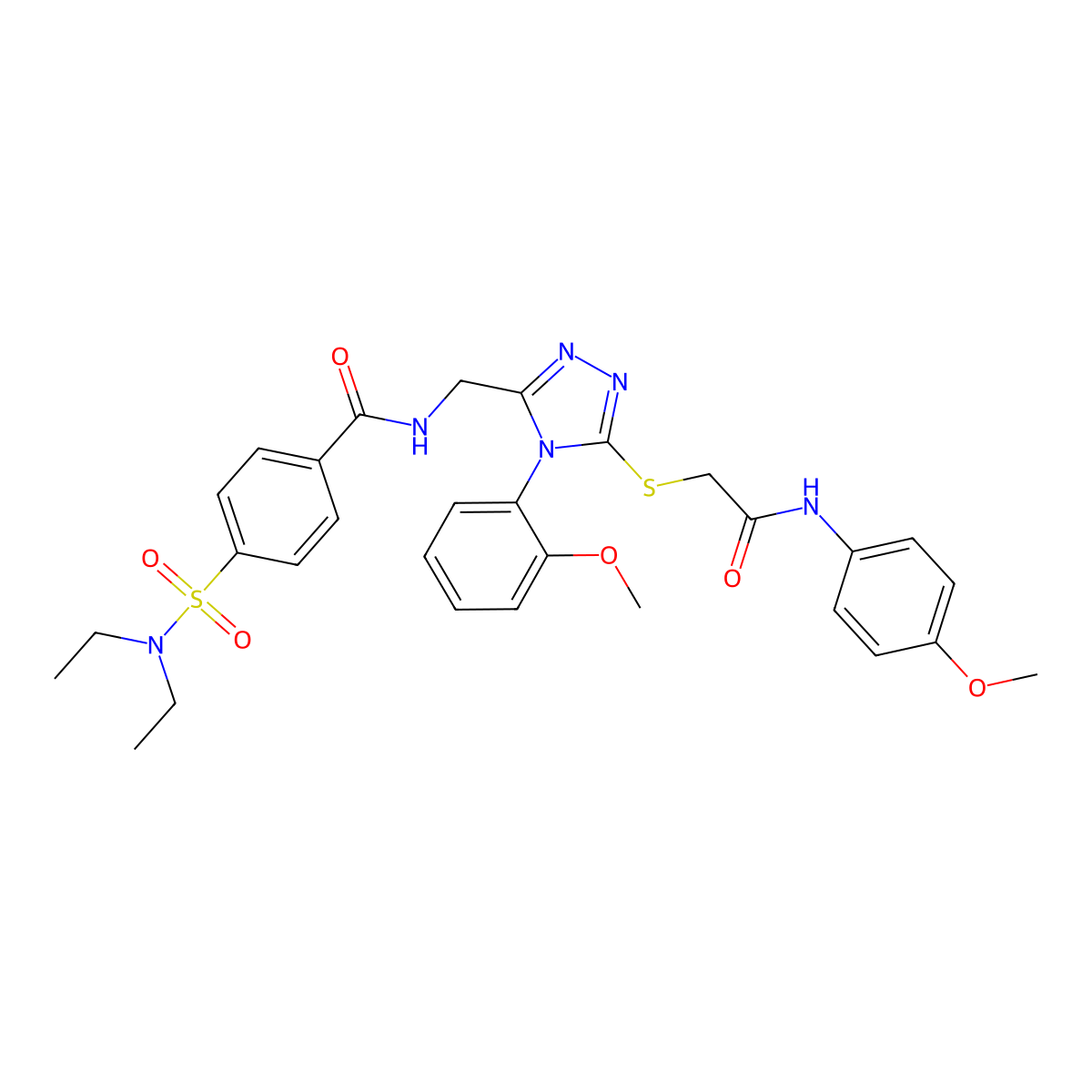 4-(diethylsulfamoyl)-N-[[5-[2-(4-methoxyanilino)-2-oxoethyl]sulfanyl-4-(2-methoxyphenyl)-1,2,4-triazol-3-yl]methyl]benzamide molecular structure, CAS 309969-38-8