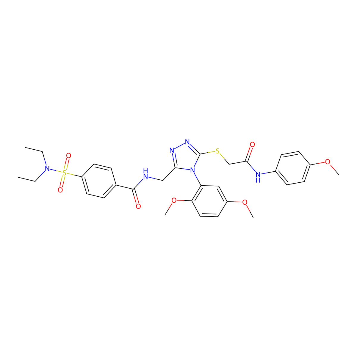 4-(diethylsulfamoyl)-N-[[4-(2,5-dimethoxyphenyl)-5-[2-(4-methoxyanilino)-2-oxoethyl]sulfanyl-1,2,4-triazol-3-yl]methyl]benzamide molecular structure, CAS 309969-44-6