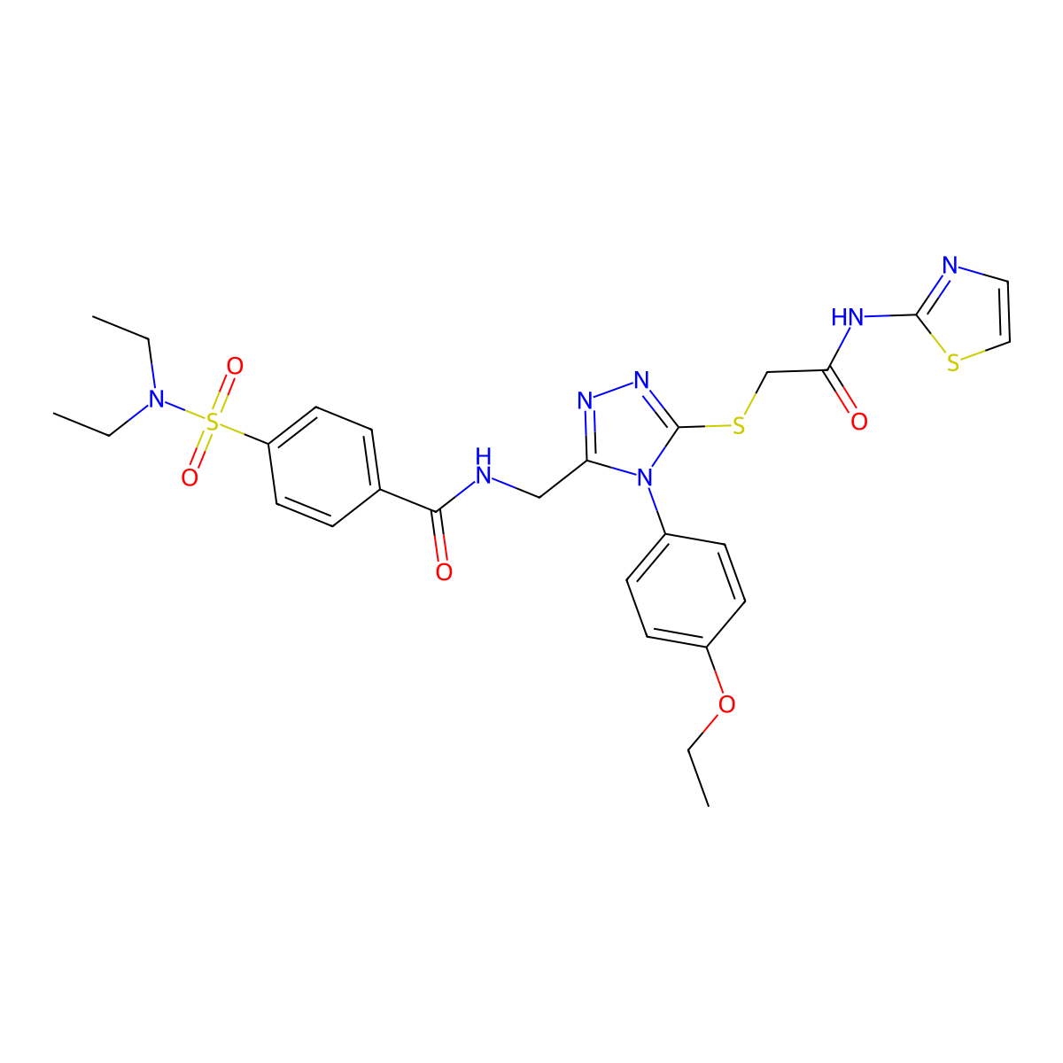 4-(N,N-diethylsulfamoyl)-N-((4-(4-ethoxyphenyl)-5-((2-oxo-2-(thiazol-2-ylamino)ethyl)thio)-4H-1,2,4-triazol-3-yl)methyl)benzamide molecular structure, CAS 309969-48-0