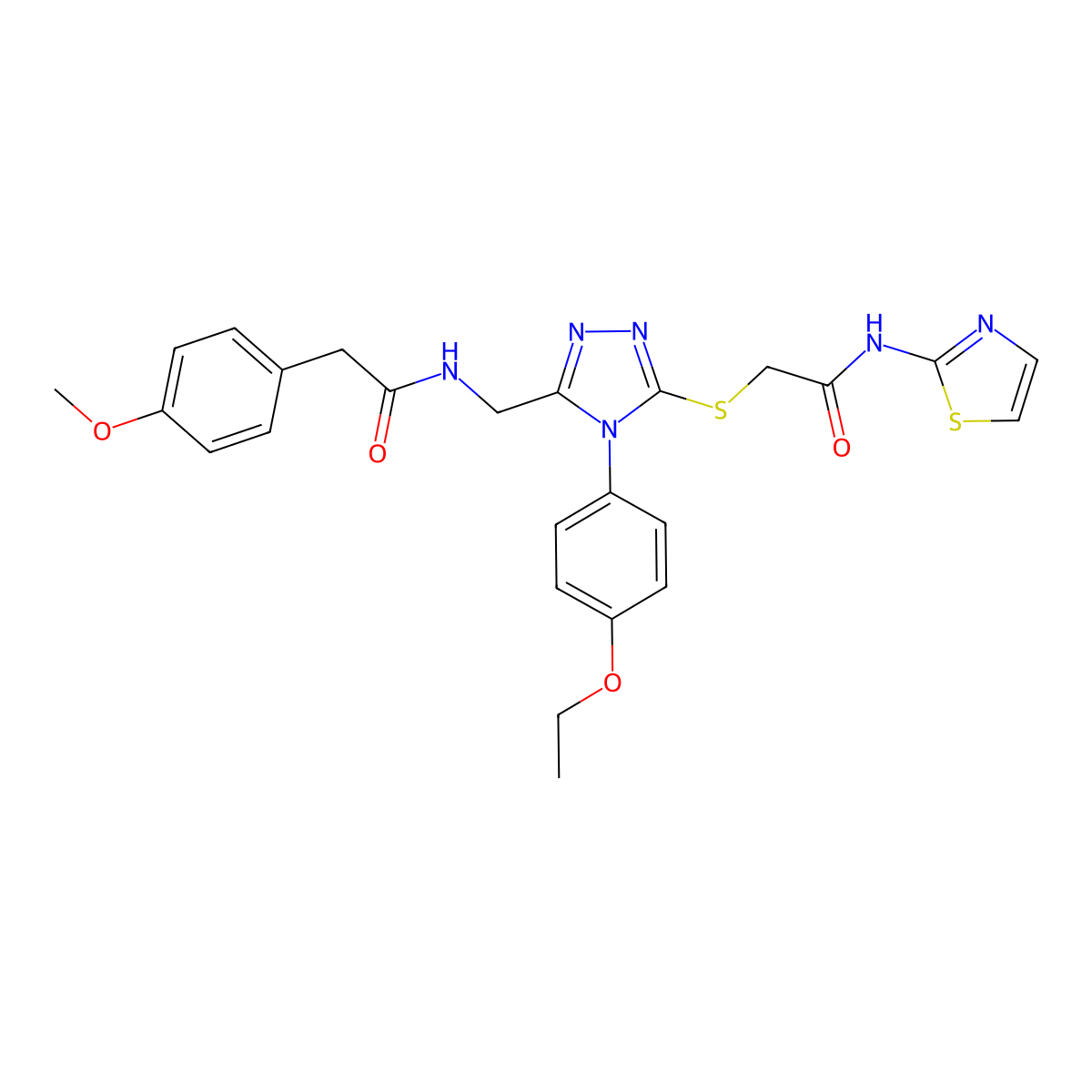 2-((4-(4-ethoxyphenyl)-5-((2-(4-methoxyphenyl)acetamido)methyl)-4H-1,2,4-triazol-3-yl)thio)-N-(thiazol-2-yl)acetamide molecular structure, CAS 309969-62-8
