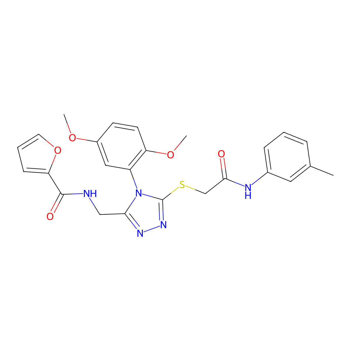 N-[[4-(2,5-dimethoxyphenyl)-5-[2-(3-methylanilino)-2-oxoethyl]sulfanyl-1,2,4-triazol-3-yl]methyl]furan-2-carboxamide molecular structure, CAS 309969-70-8