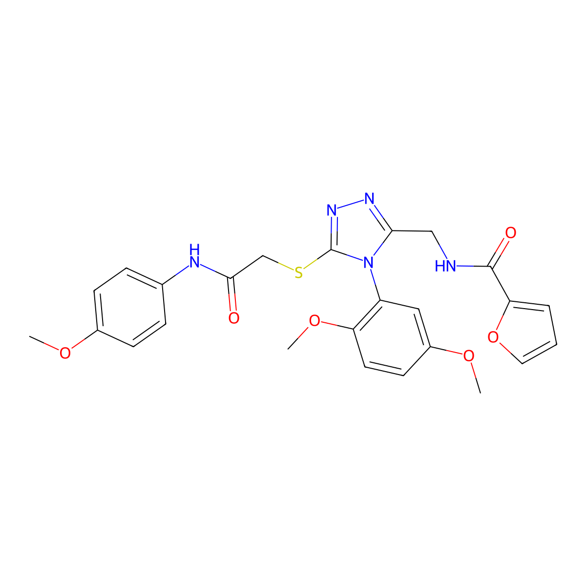 N-[[4-(2,5-dimethoxyphenyl)-5-[2-(4-methoxyanilino)-2-oxoethyl]sulfanyl-1,2,4-triazol-3-yl]methyl]furan-2-carboxamide molecular structure, CAS 309969-71-9