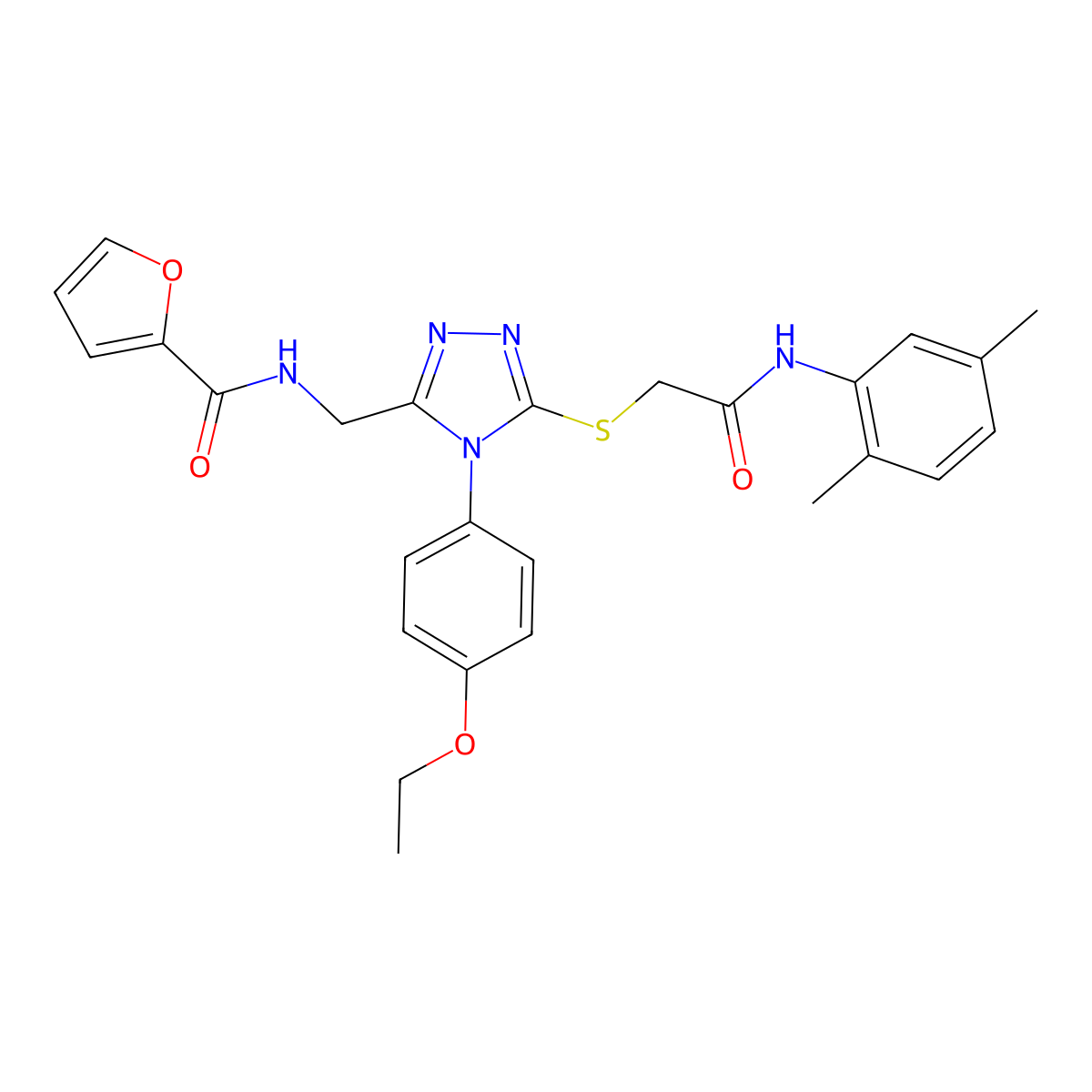 N-((5-((2-((2,5-dimethylphenyl)amino)-2-oxoethyl)thio)-4-(4-ethoxyphenyl)-4H-1,2,4-triazol-3-yl)methyl)furan-2-carboxamide molecular structure, CAS 309969-73-1