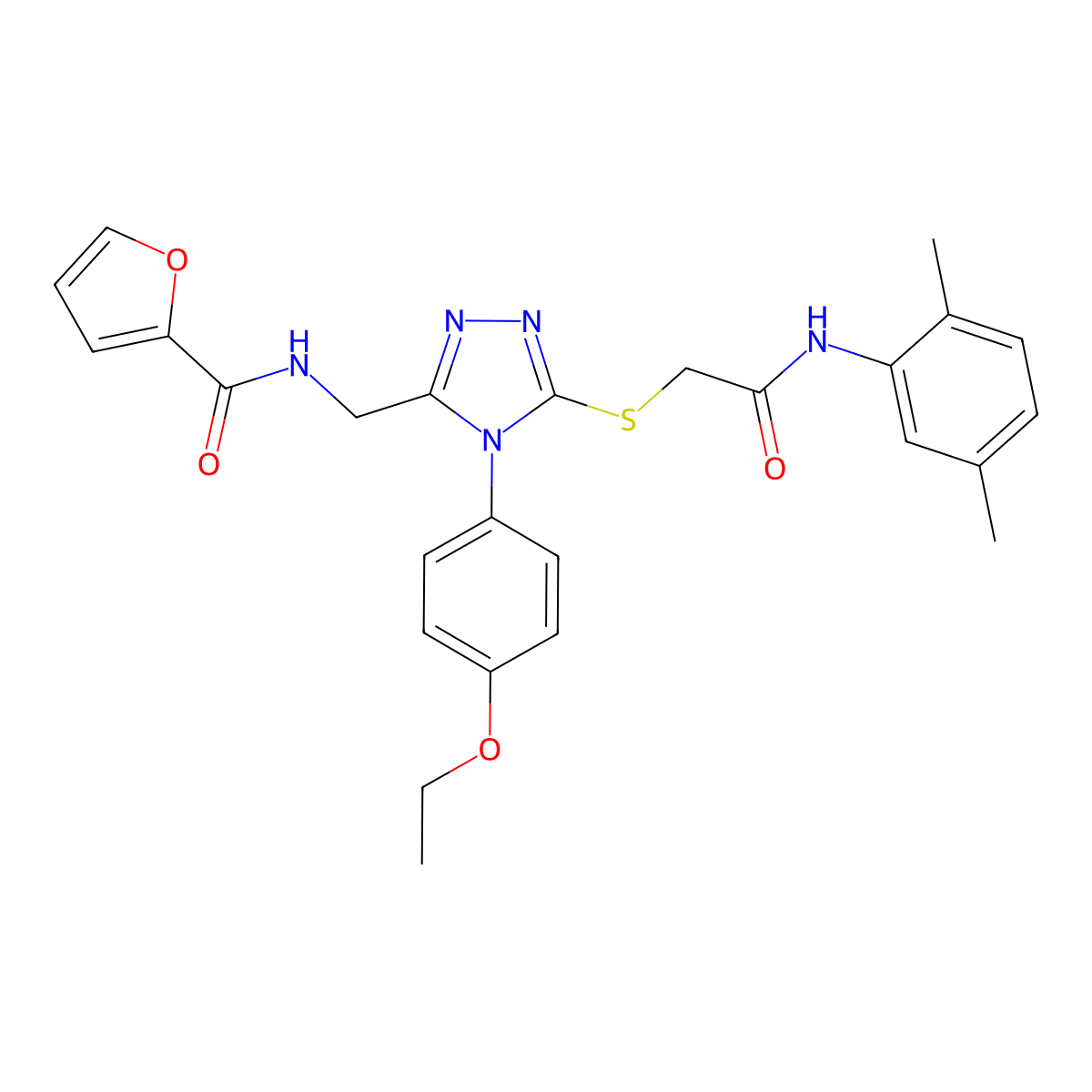 N-((5-((2-((2,5-dimethylphenyl)amino)-2-oxoethyl)thio)-4-(4-ethoxyphenyl)-4H-1,2,4-triazol-3-yl)methyl)furan-2-carboxamide molecular structure, CAS 309969-73-1
