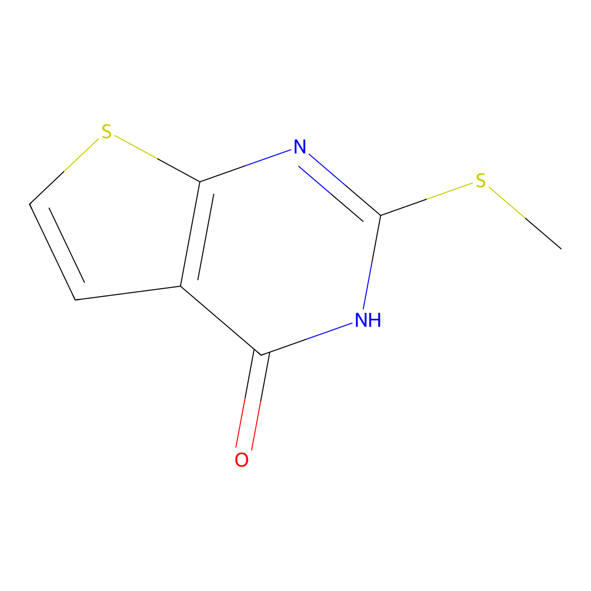 2-methylsulfanyl-3H-thieno[2,3-d]pyrimidin-4-one molecular structure, CAS 309976-36-1