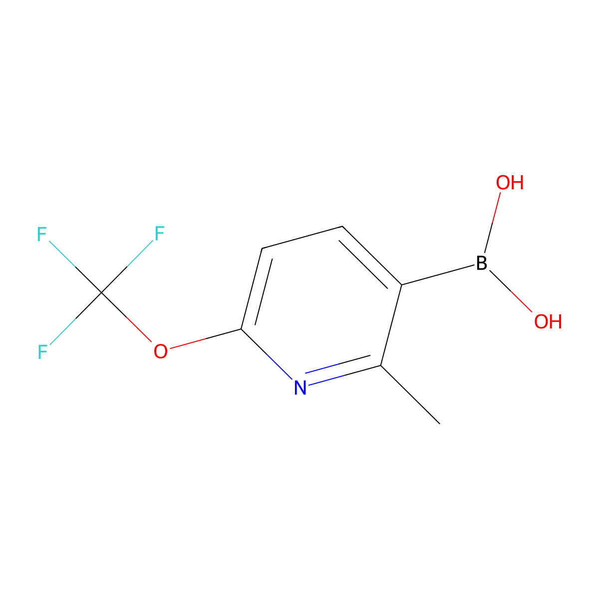 (2-Methyl-6-(trifluoromethoxy)pyridin-3-yl)boronic acid molecular structure, CAS 3099766-67-0