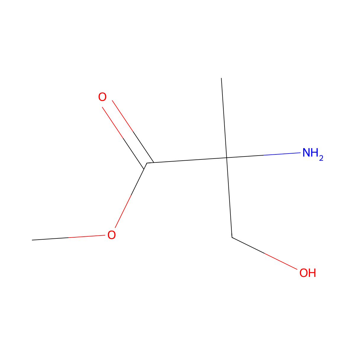 Methyl 2-amino-3-hydroxy-2-methylpropanoate molecular structure, CAS 309977-52-4