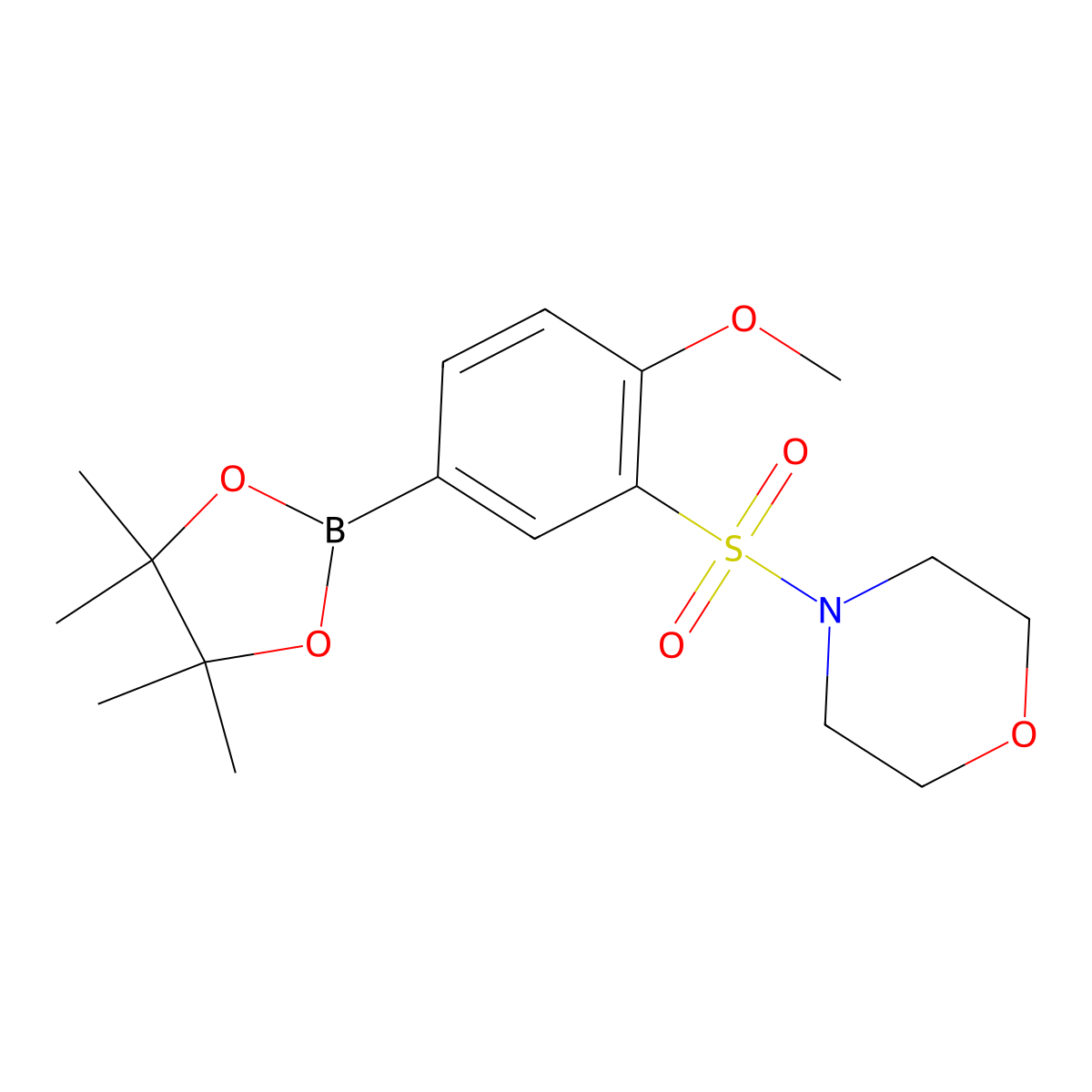 4-((2-Methoxy-5-(4,4,5,5-tetramethyl-1,3,2-dioxaborolan-2-yl)phenyl)sulfonyl)morpholine molecular structure, CAS 3100211-74-0