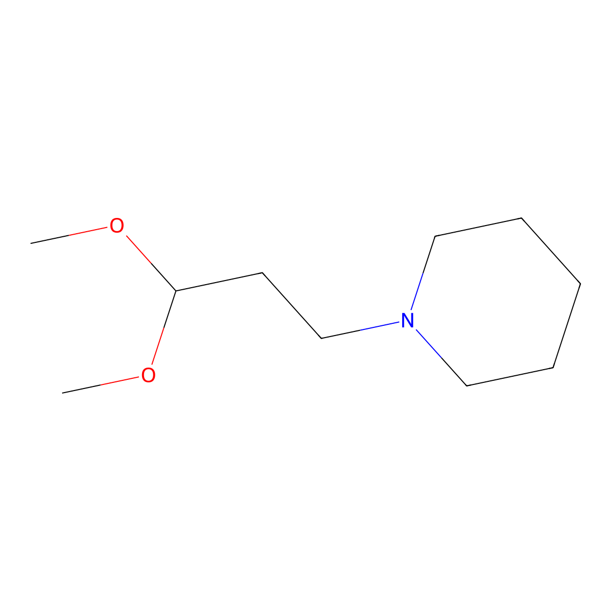 1-Piperidinepropionaldehyde dimethyl acetal molecular structure, CAS 31007-28-0