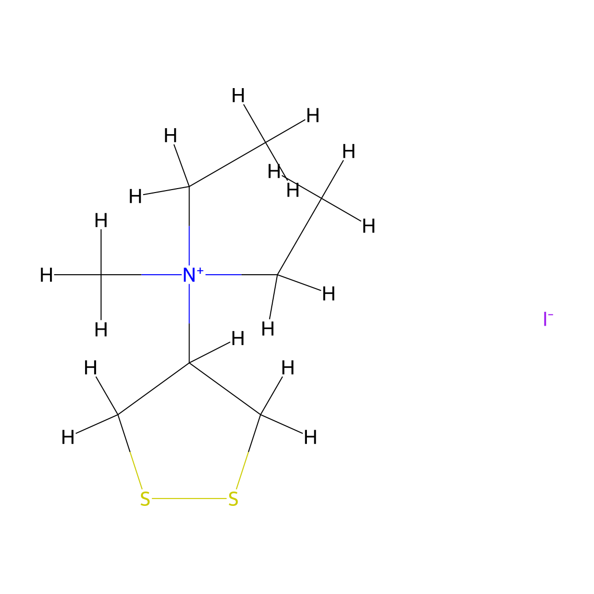 N,N-Diethyl-N-methyl-1,2-dithiolan-4-aminium iodide molecular structure, CAS 31007-48-4