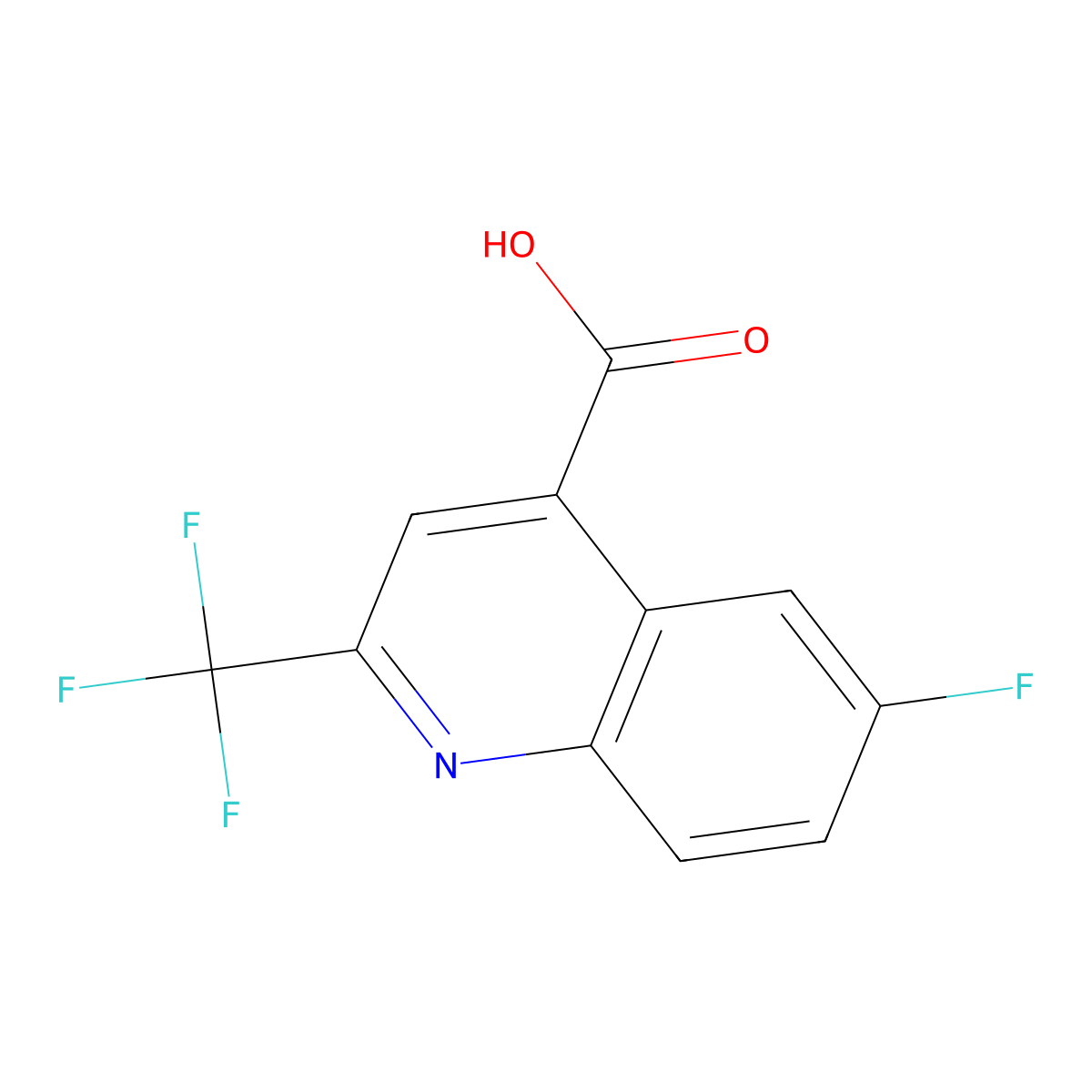 6-Fluoro-2-(trifluoromethyl)quinoline-4-carboxylic acid molecular structure, CAS 31009-06-0