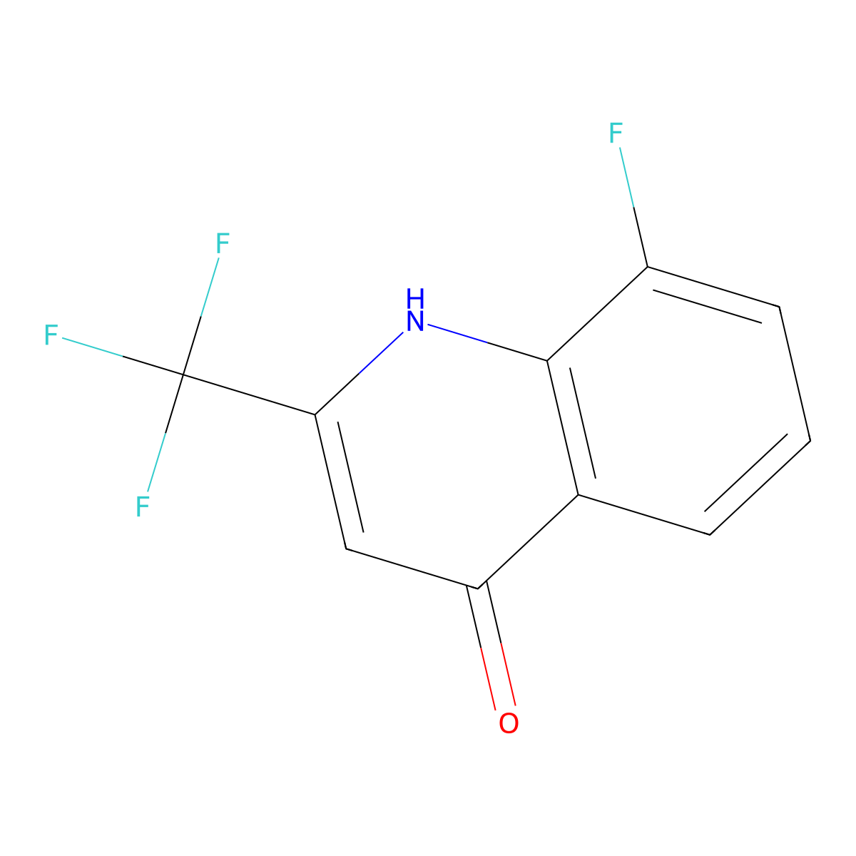 8-Fluoro-4-hydroxy-2-(trifluoromethyl)quinoline molecular structure, CAS 31009-31-1