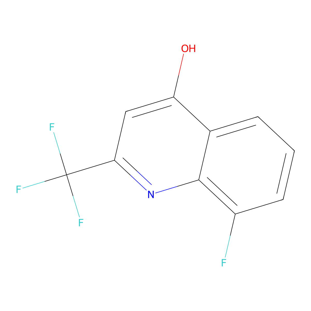 8-Fluoro-4-hydroxy-2-(trifluoromethyl)quinoline molecular structure, CAS 31009-31-1