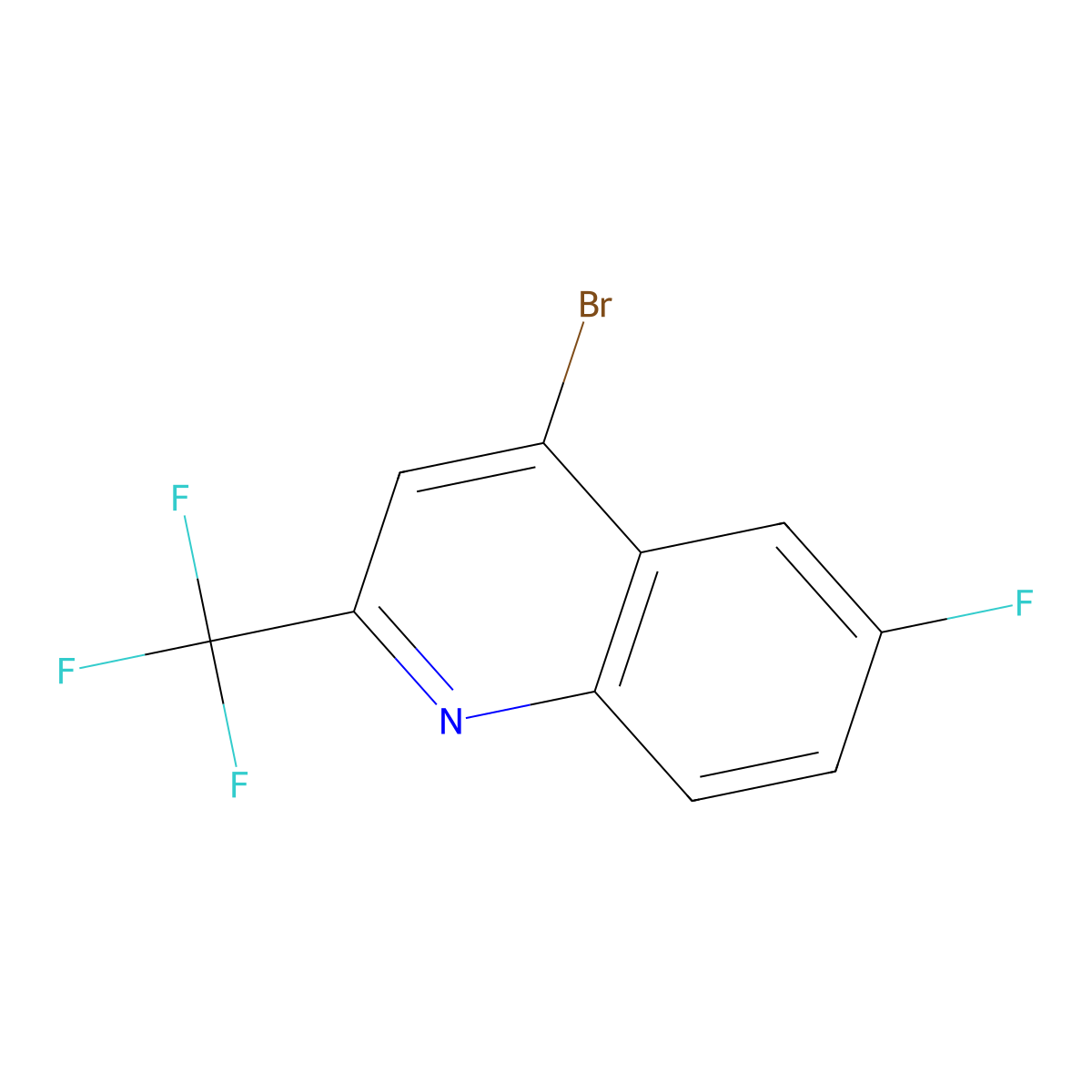 4-Bromo-6-fluoro-2-(trifluoromethyl)quinoline molecular structure, CAS 31009-33-3