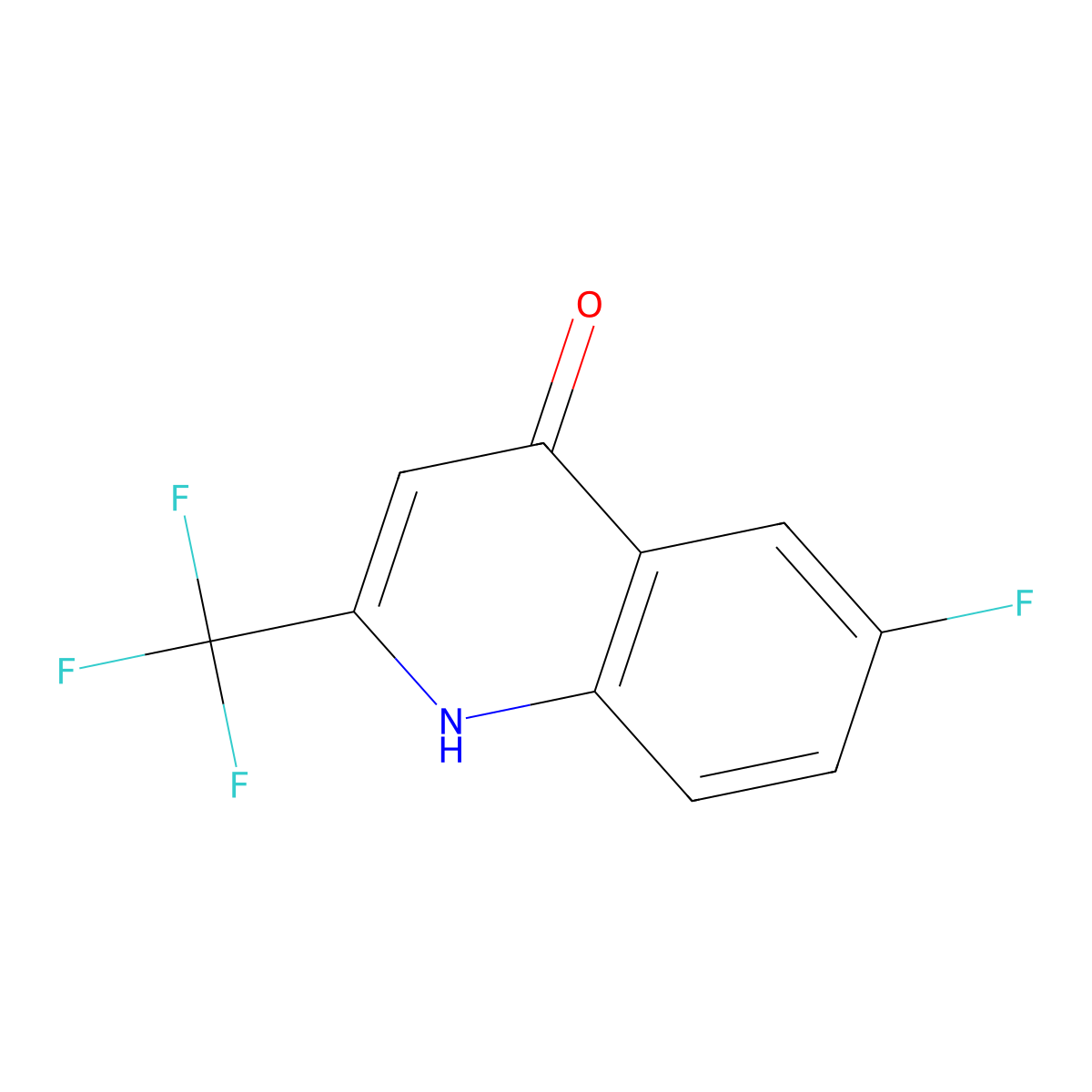 6-Fluoro-4-hydroxy-2-(trifluoromethyl)quinoline molecular structure, CAS 31009-34-4