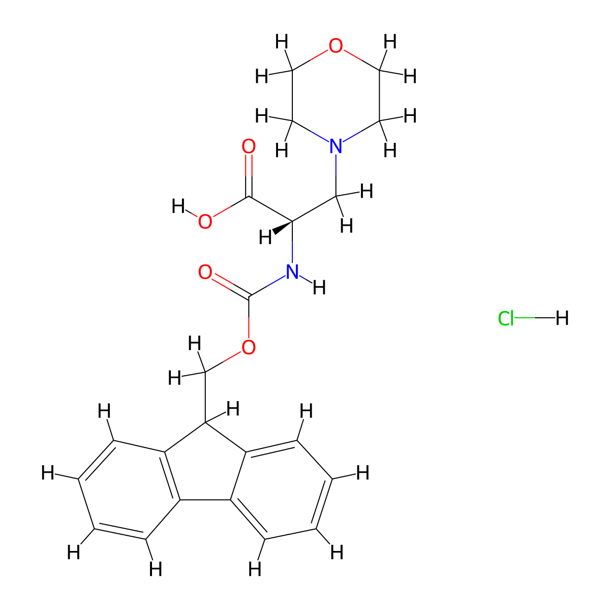 (2S)-2-(9H-Fluoren-9-ylmethoxycarbonylamino)-3-morpholino-propanoic acid hydrochloride molecular structure, CAS 3102798-09-1