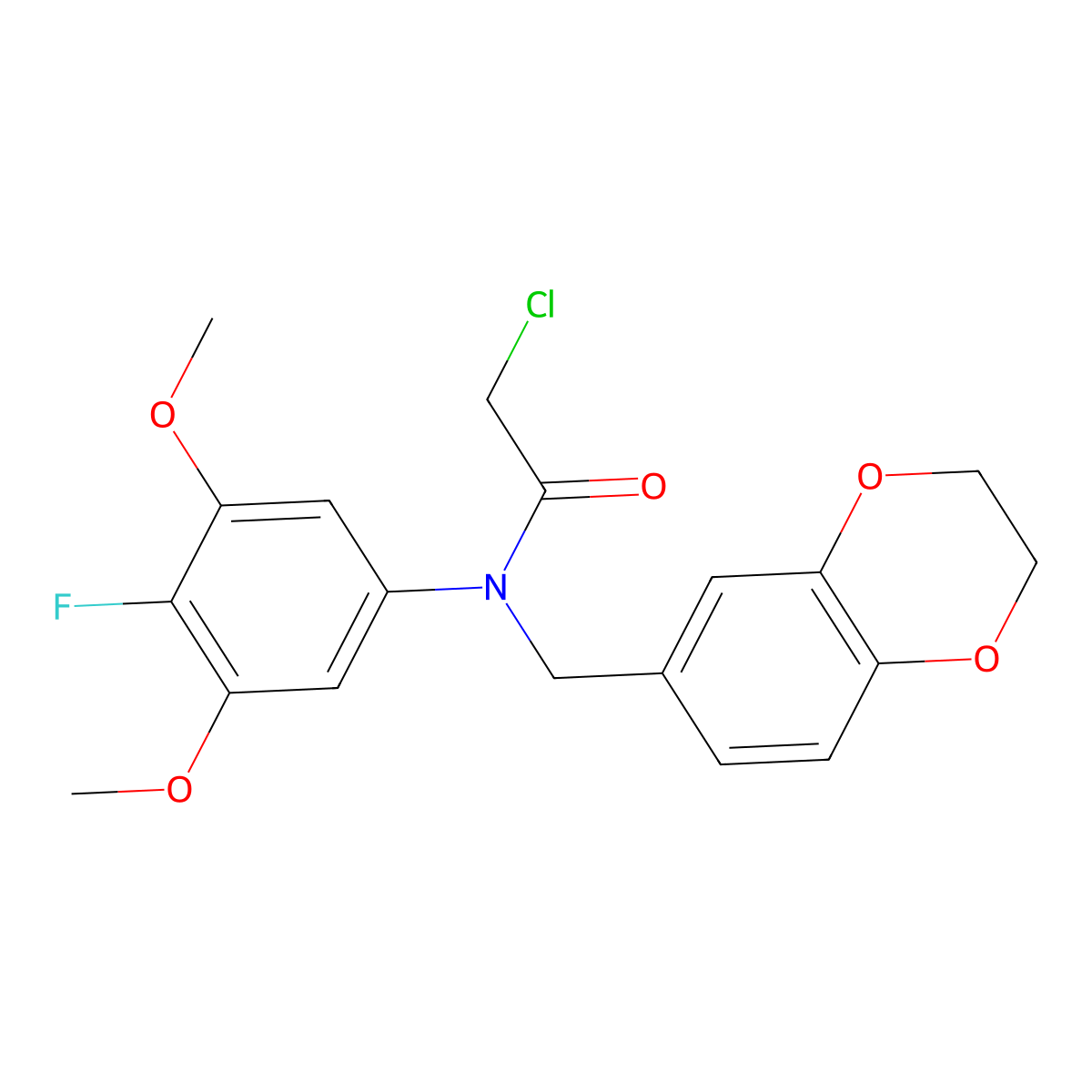 2-chloro-N-(2,3-dihydro-1,4-benzodioxin-6-ylmethyl)-N-(4-fluoro-3,5-dimethoxyphenyl)acetamide molecular structure, CAS 3102894-57-2