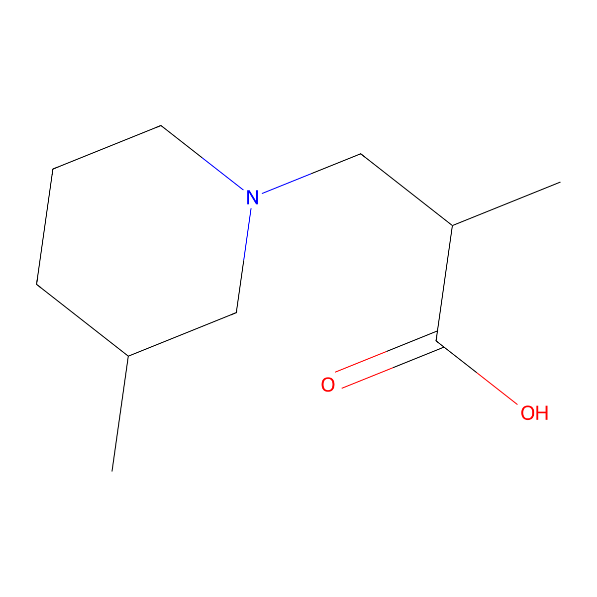 2-Methyl-3-(3-methylpiperidin-1-yl)propanoic acid molecular structure, CAS 31035-69-5