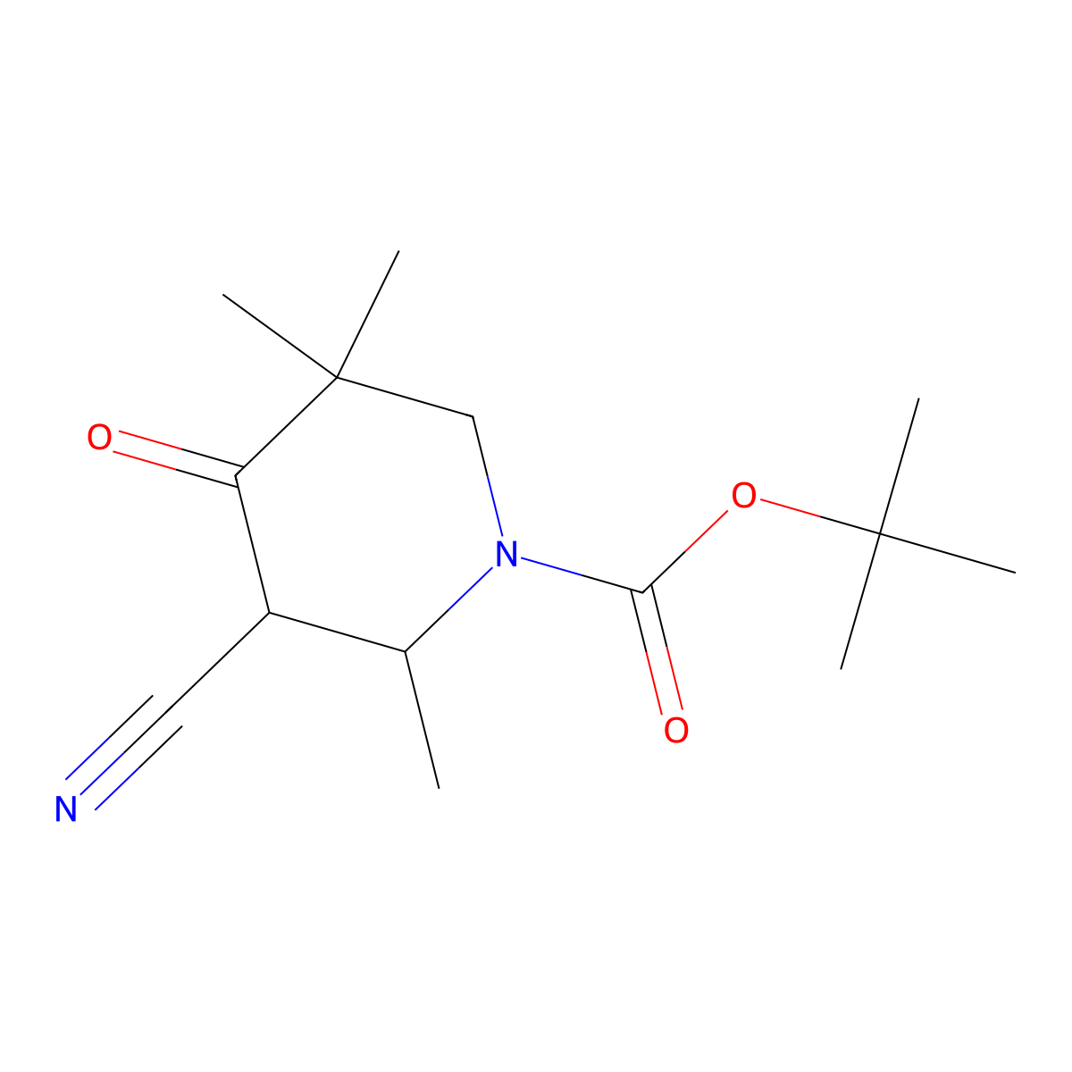 (2S)-tert-Butyl 3-cyano-2,5,5-trimethyl-4-oxopiperidine-1-carboxylate molecular structure, CAS 3103541-10-9