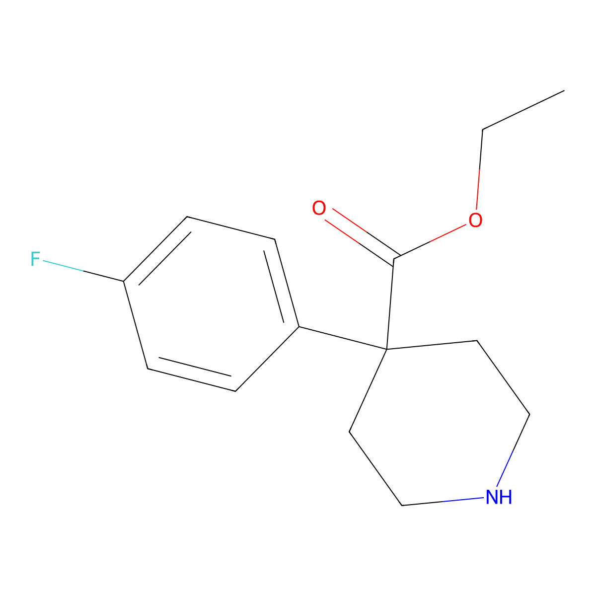 Ethyl 4-(4-fluorophenyl)piperidine-4-carboxylate molecular structure, CAS 310394-33-3
