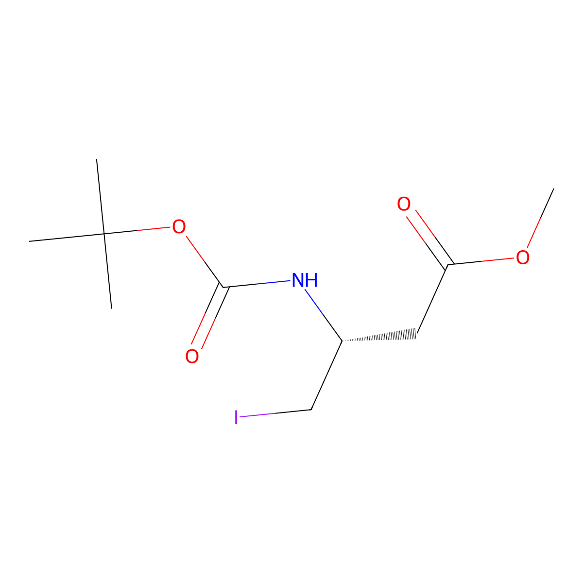 Methyl (R)-3-((tert-butoxycarbonyl)amino)-4-iodobutanoate molecular structure, CAS 310407-50-2