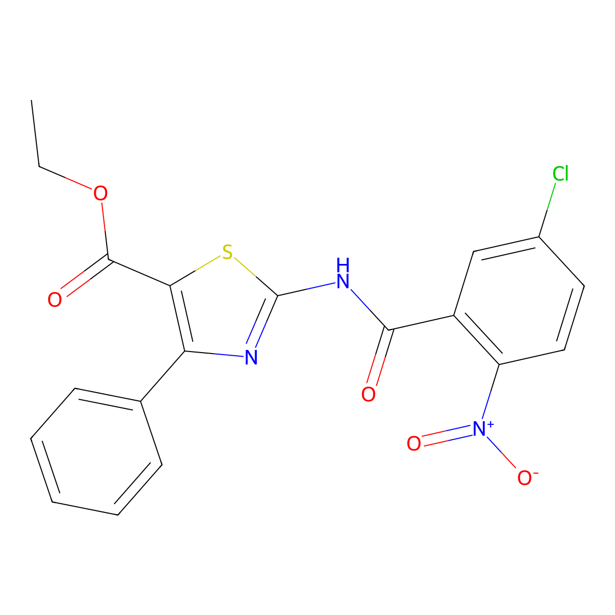 Ethyl 2-[(5-chloro-2-nitrobenzoyl)amino]-4-phenyl-1,3-thiazole-5-carboxylate molecular structure, CAS 310414-38-1