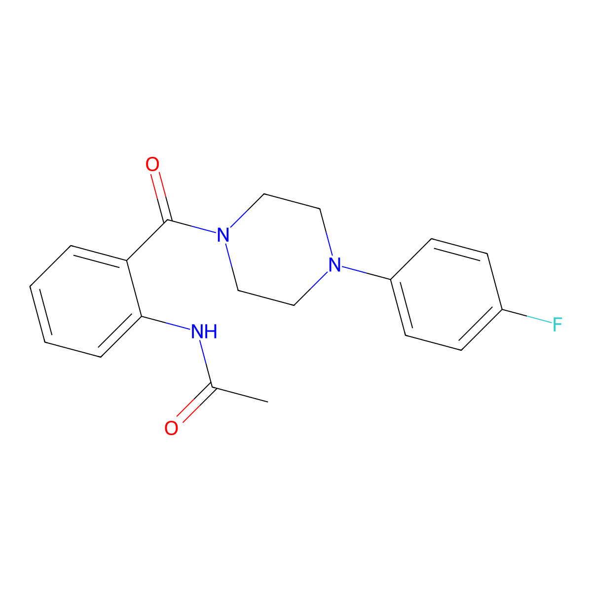 N-[2-[4-(4-fluorophenyl)piperazine-1-carbonyl]phenyl]acetamide molecular structure, CAS 310414-41-6