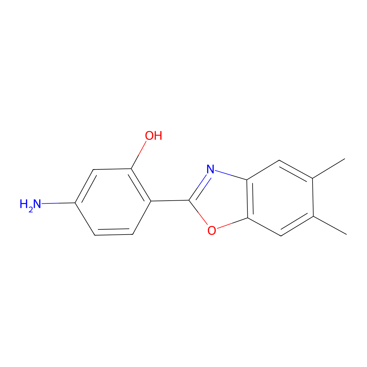 5-Amino-2-(5,6-dimethyl-1,3-benzoxazol-2-yl)phenol molecular structure, CAS 310414-52-9