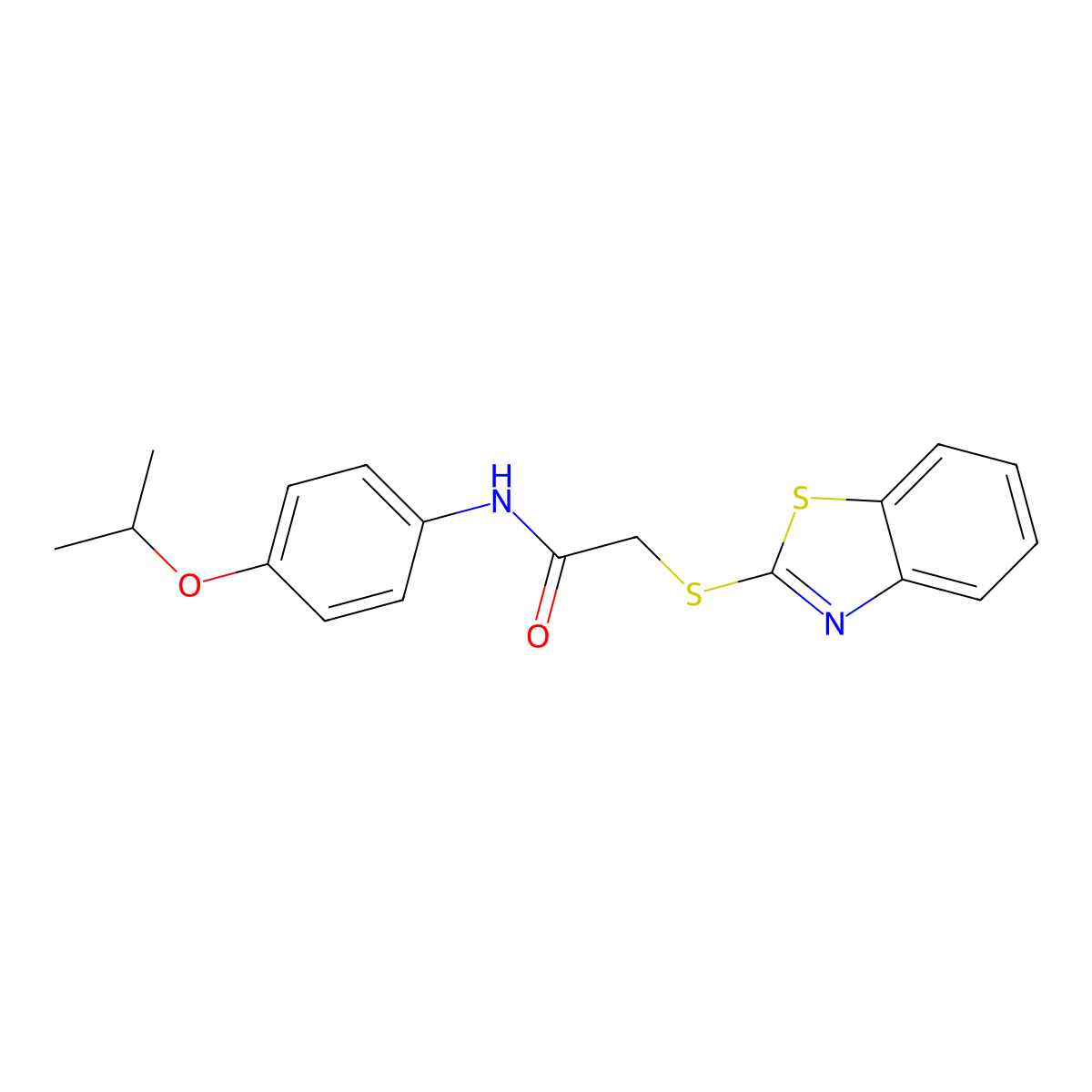 2-(1,3-benzothiazol-2-ylsulfanyl)-N-(4-propan-2-yloxyphenyl)acetamide molecular structure, CAS 310415-07-7