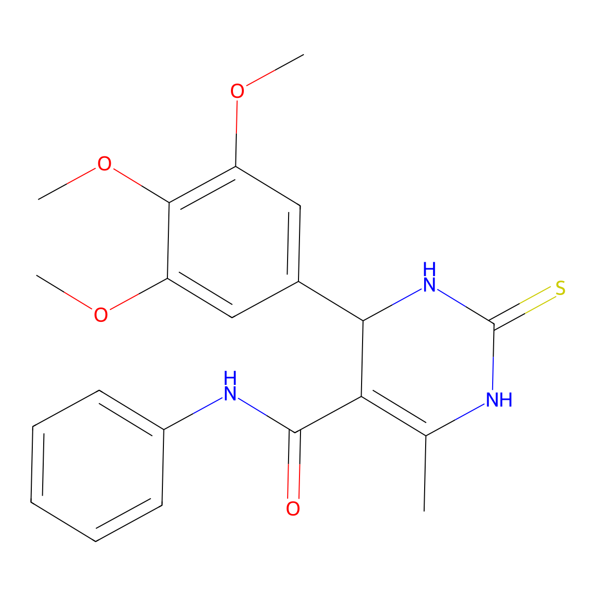 6-methyl-N-phenyl-2-sulfanylidene-4-(3,4,5-trimethoxyphenyl)-3,4-dihydro-1H-pyrimidine-5-carboxamide molecular structure, CAS 310415-10-2