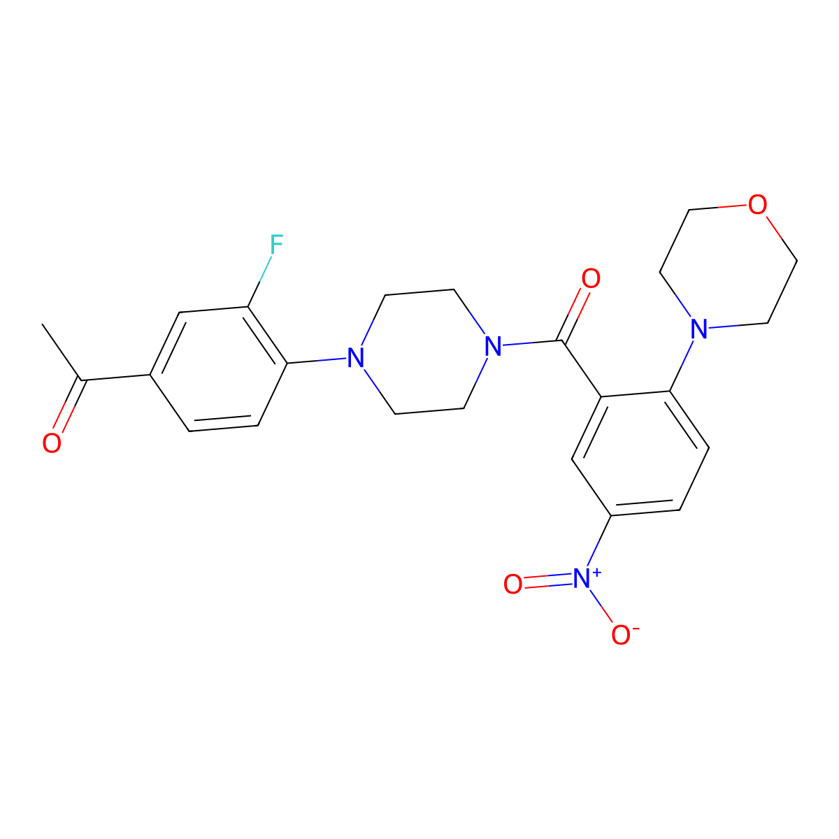 Ethanone, 1-[3-fluoro-4-[4-[2-(4-morpholinyl)-5-nitrobenzoyl]-1-piperazinyl]phenyl]- molecular structure, CAS 310415-30-6