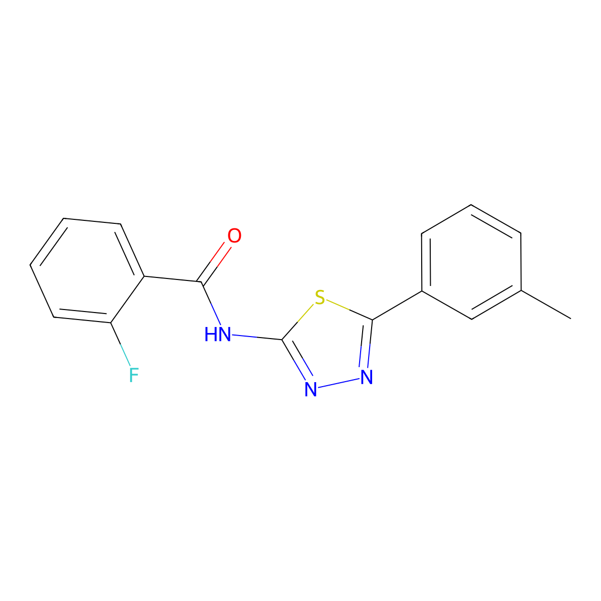 2-fluoro-N-[5-(3-methylphenyl)-1,3,4-thiadiazol-2-yl]benzamide molecular structure, CAS 310415-99-7
