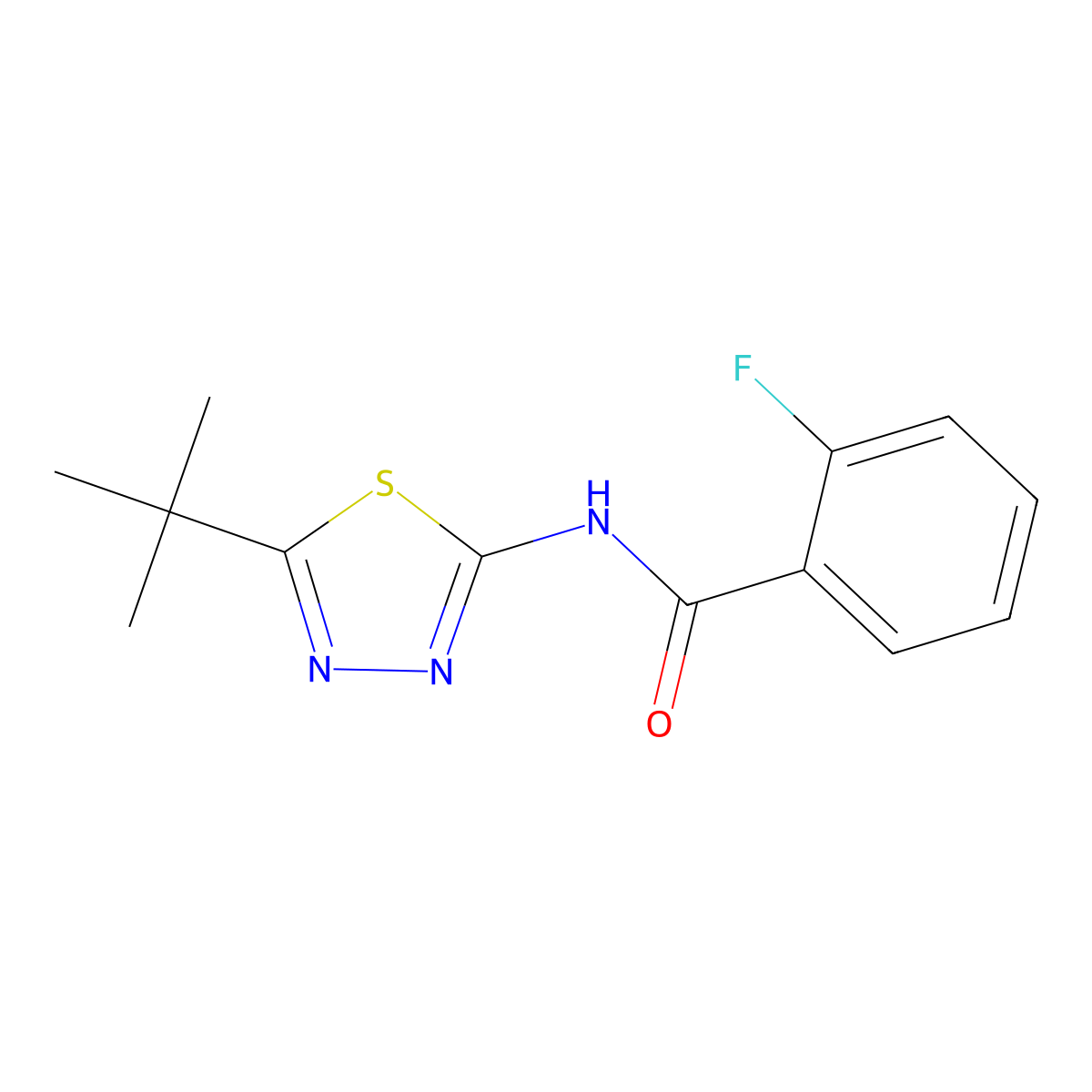 N-(5-tert-butyl-1,3,4-thiadiazol-2-yl)-2-fluorobenzamide molecular structure, CAS 310416-03-6