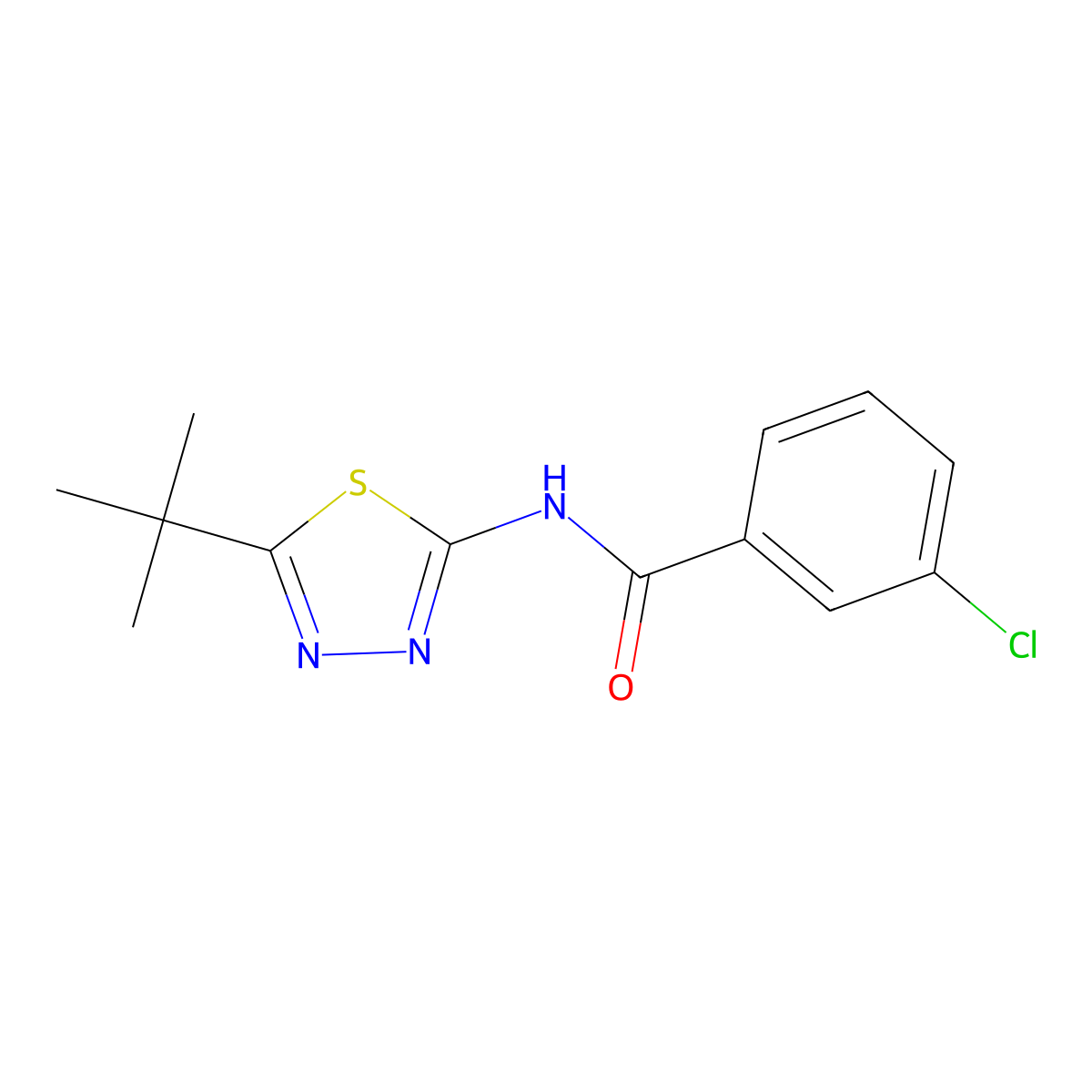 N-(5-tert-butyl-1,3,4-thiadiazol-2-yl)-3-chlorobenzamide molecular structure, CAS 310416-21-8