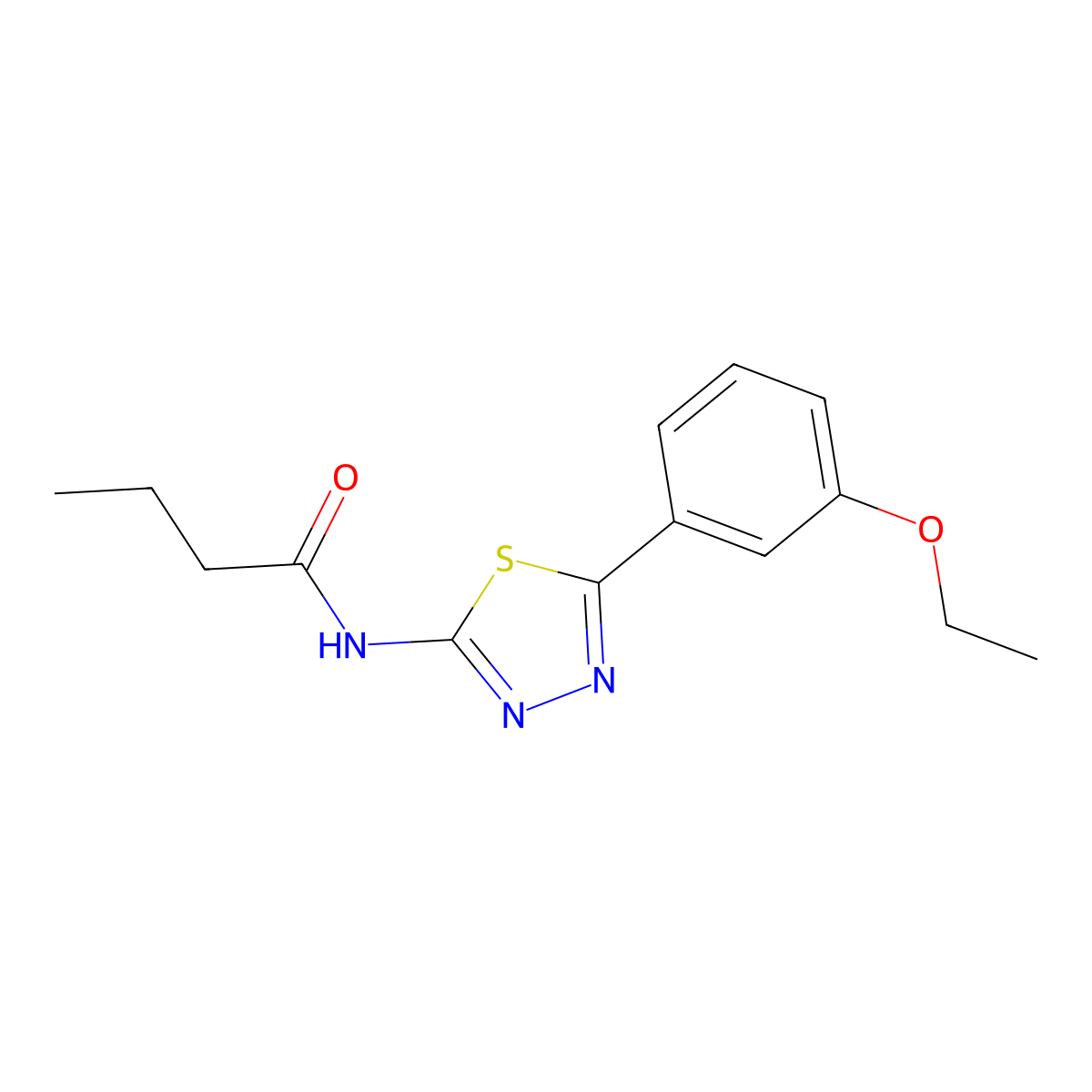 N-[5-(3-ethoxyphenyl)-1,3,4-thiadiazol-2-yl]butanamide molecular structure, CAS 310416-25-2