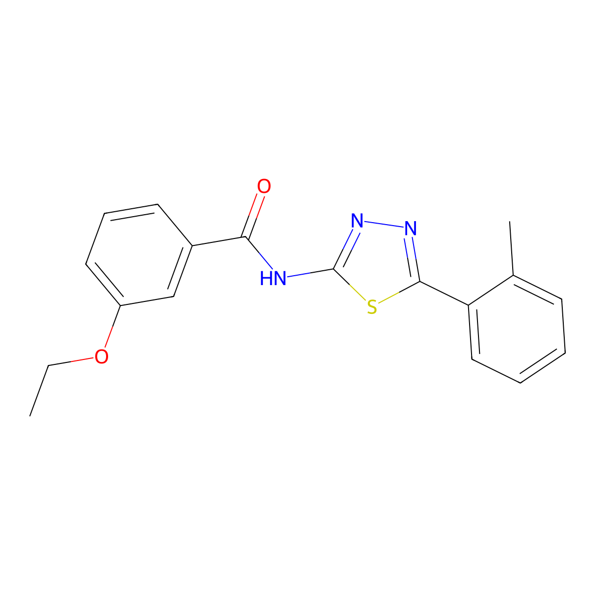 3-ethoxy-N-[5-(2-methylphenyl)-1,3,4-thiadiazol-2-yl]benzamide molecular structure, CAS 310416-35-4