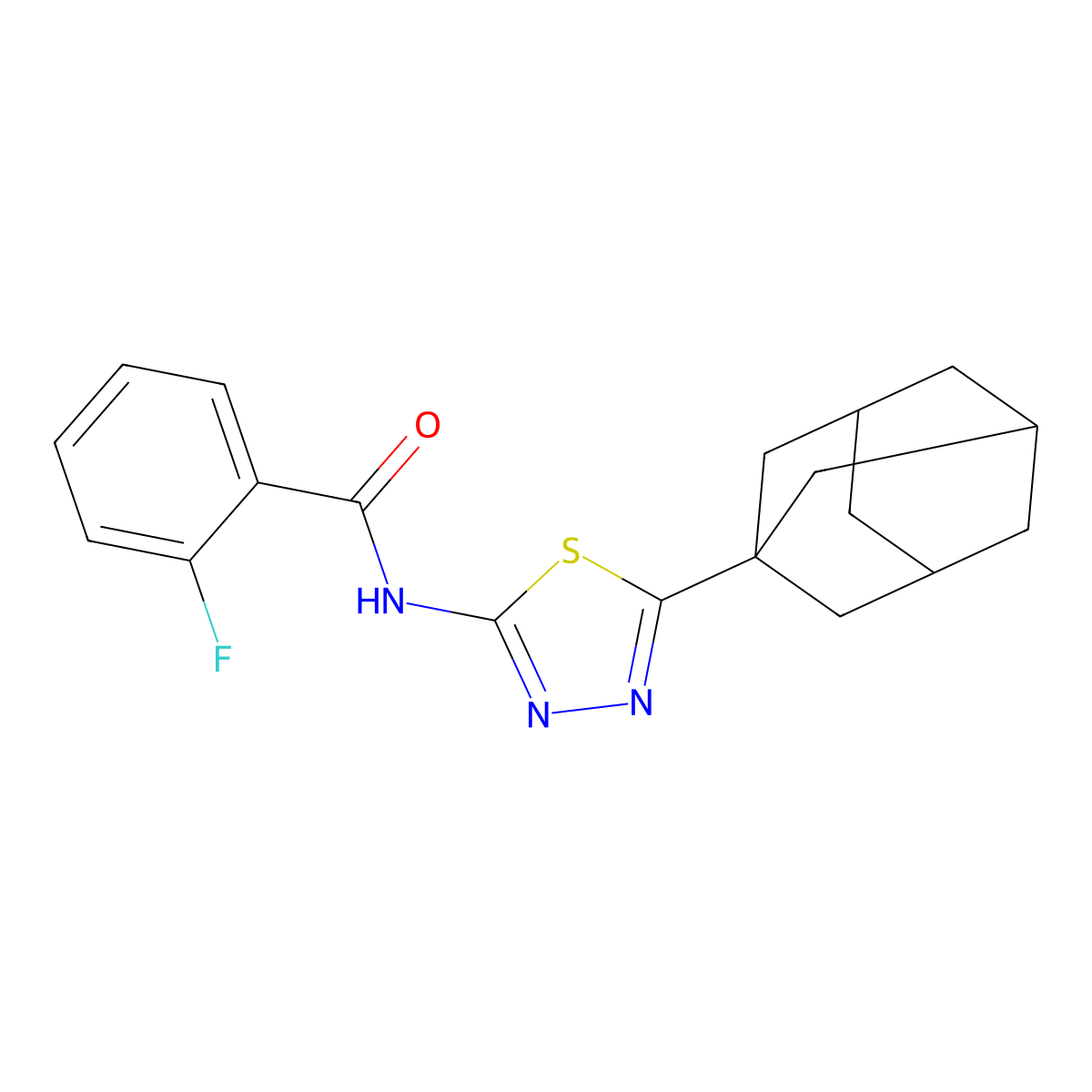 N-[5-(1-adamantyl)-1,3,4-thiadiazol-2-yl]-2-fluorobenzamide molecular structure, CAS 310416-42-3