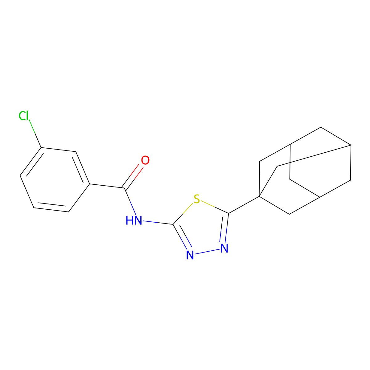 N-[5-(1-adamantyl)-1,3,4-thiadiazol-2-yl]-3-chlorobenzamide molecular structure, CAS 310416-45-6