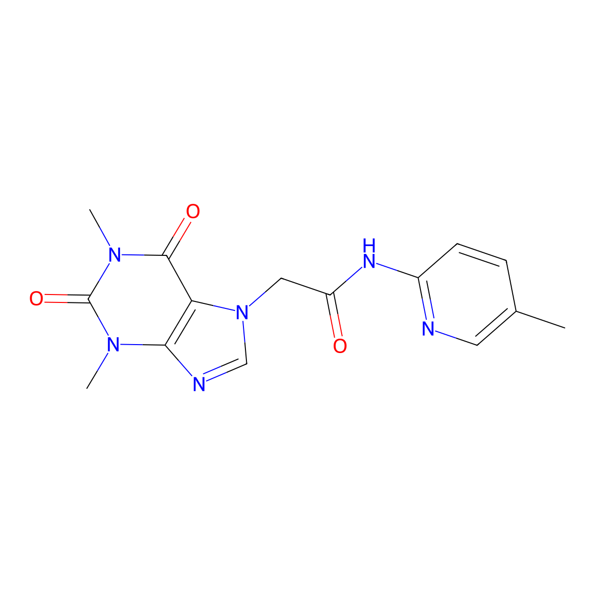 2-(1,3-dimethyl-2,6-dioxo-1,2,3,6-tetrahydro-7H-purin-7-yl)-N-(5-methylpyridin-2-yl)acetamide molecular structure, CAS 310418-39-4