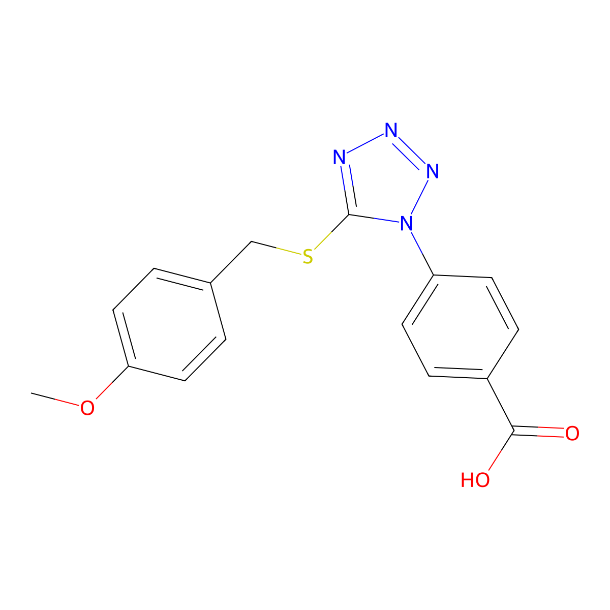 4-(5-((4-methoxybenzyl)thio)-1H-tetrazol-1-yl)benzoic acid molecular structure, CAS 310418-48-5