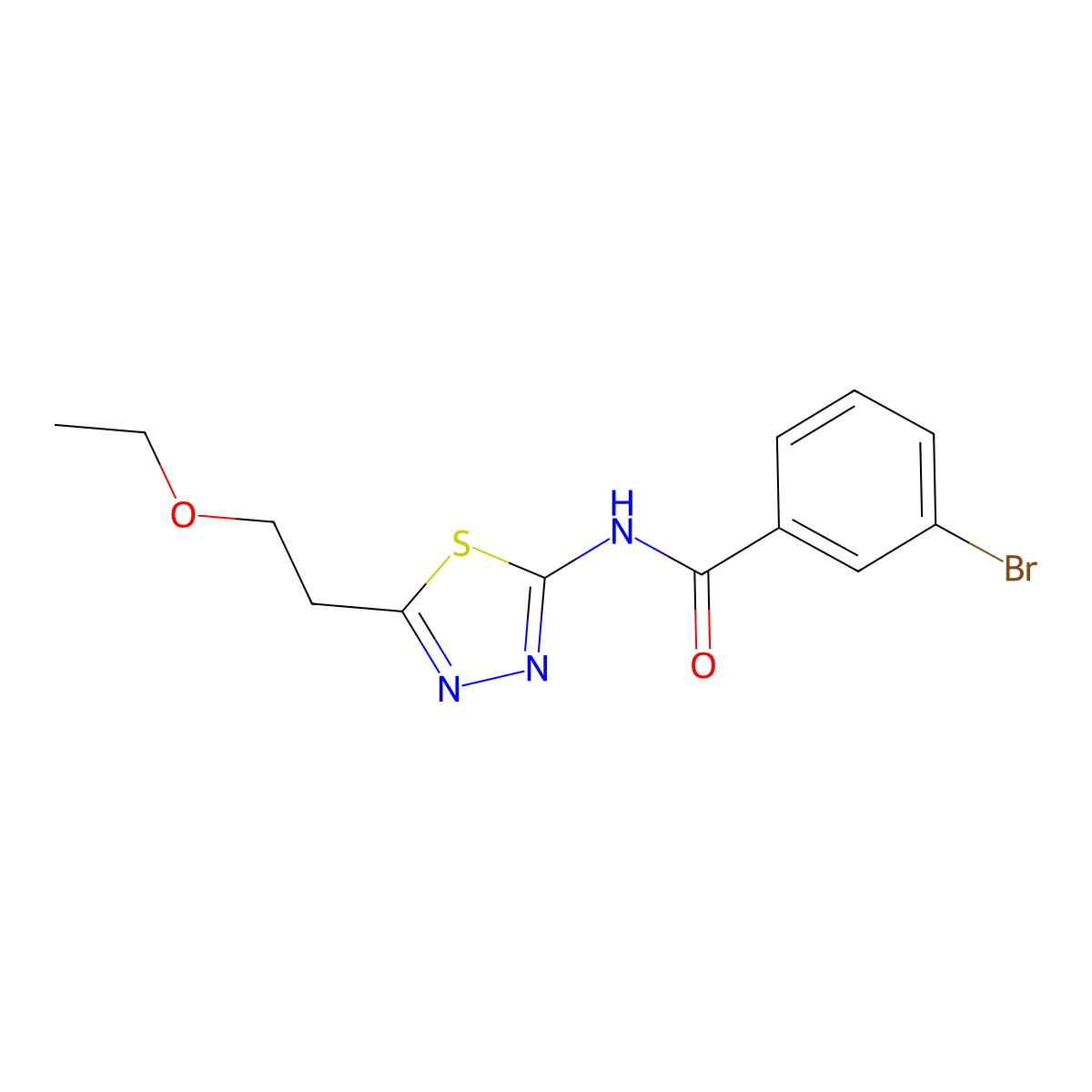 3-bromo-N-[5-(2-ethoxyethyl)-1,3,4-thiadiazol-2-yl]benzamide molecular structure, CAS 310418-58-7