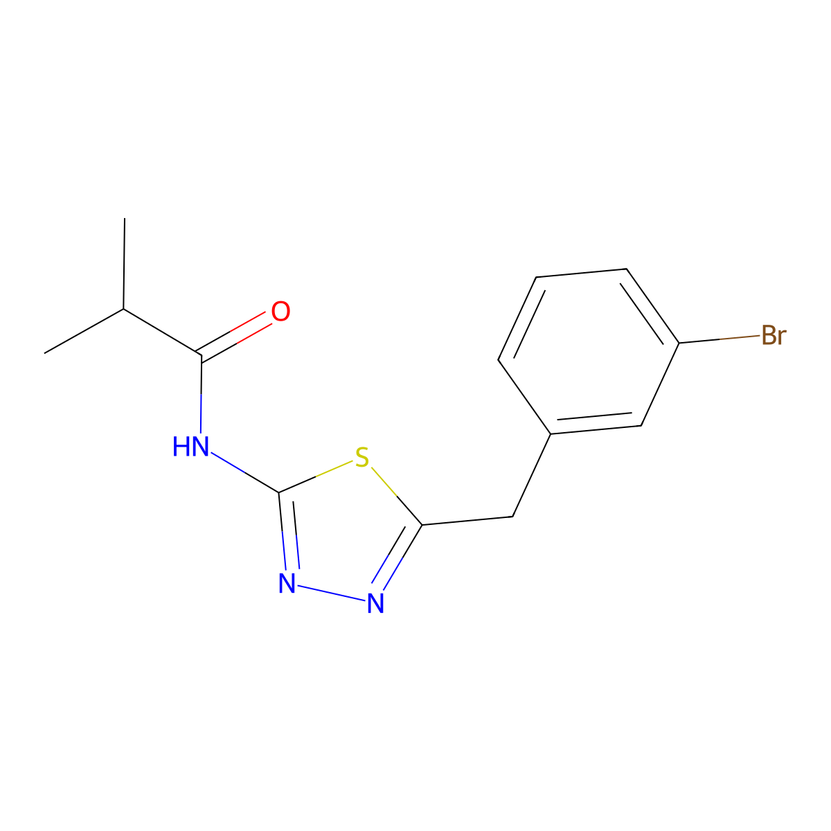 N-[5-(3-bromobenzyl)-1,3,4-thiadiazol-2-yl]-2-methylpropanamide molecular structure, CAS 310418-62-3